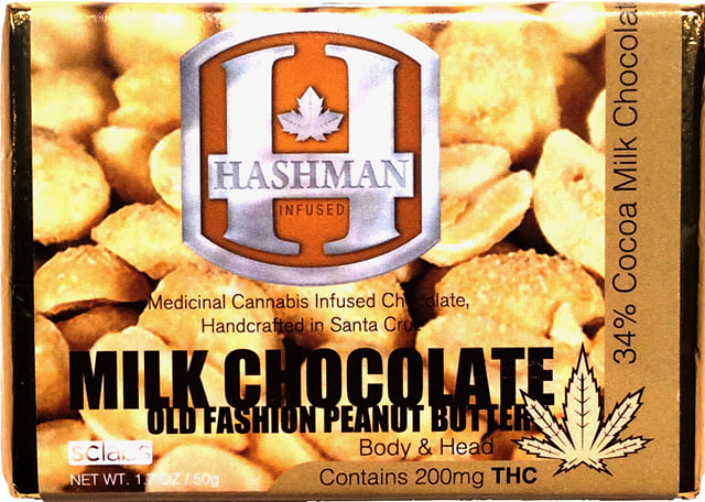Hashman Infused Chocolate Bar - Hybrid - Milk Chocolate/Peanut Butter - 200 mg