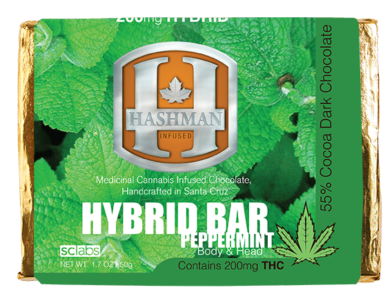 Hashman Infused Chocolate Bar - Hybrid - Dark Chocolate/Peppermint - 200 mg