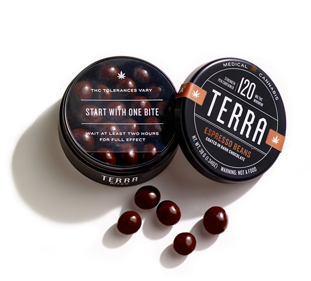 KIVA Terra Bites - Espresso Bean in Dark Chocolate - 120mg THC