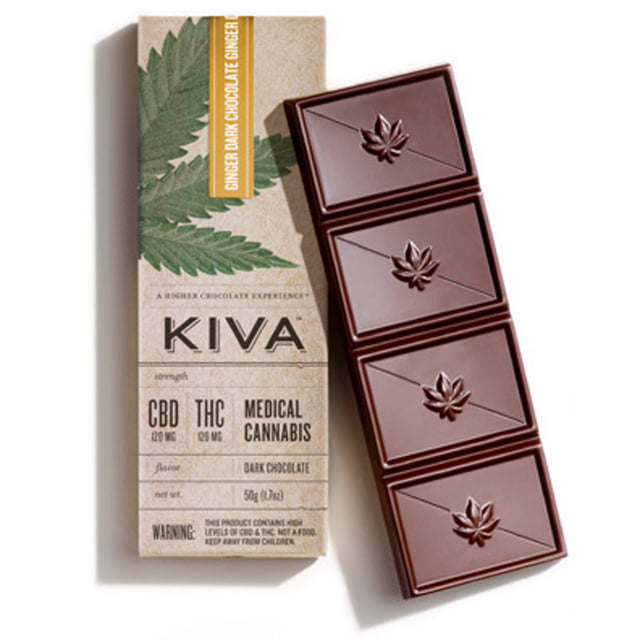 Kiva - Ginger Dark Chocolate Bar 120mg CBD : 120 THC