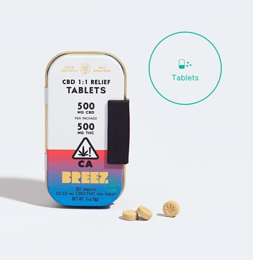 Relief Breez 500mg CBD / 500 THC (50) tablets - Breez -  - $89.99 - Edibles