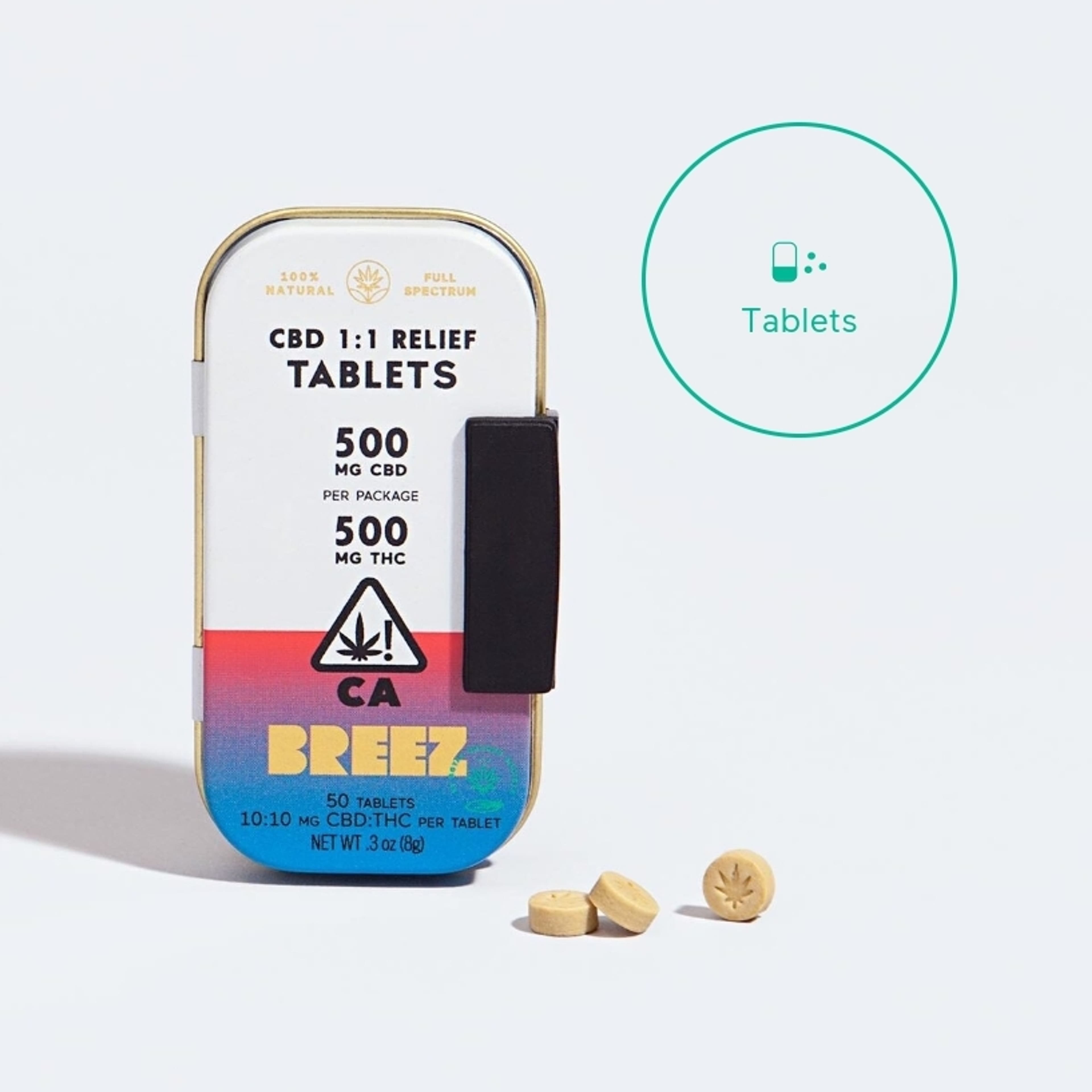 Relief Breez 500mg CBD / 500 THC (50) tablets - Breez - - $89.99 - Edibles