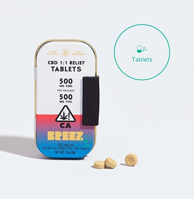 Relief Breez 500mg CBD / 500 THC (50) tablets