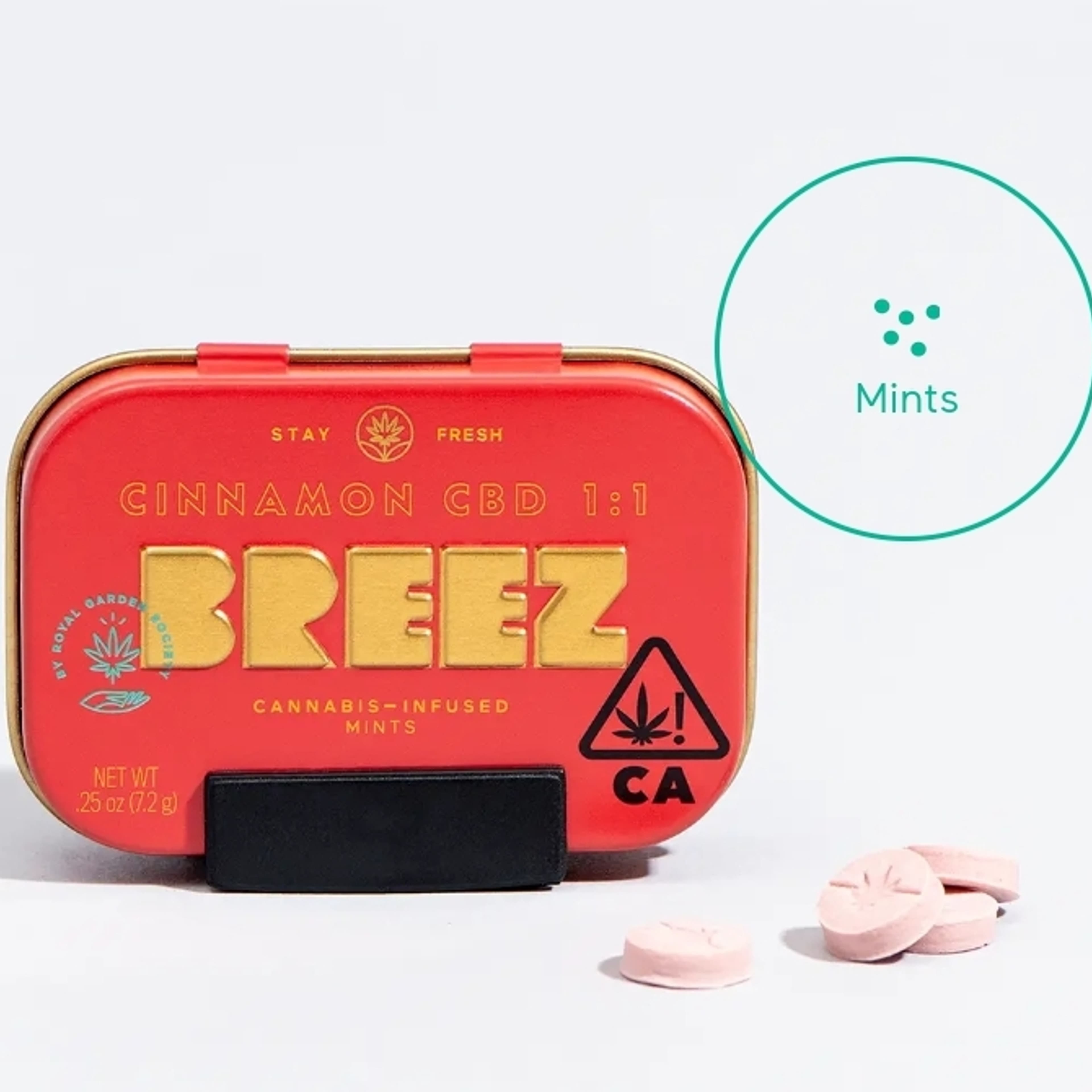 Breez Cinnamon CBD Tins (TOTAL 100 MG THC + 100 MG CBD) X 20 MINTS 5MG THC/ 5MG CBD - Breez - - $29.99 - Edibles