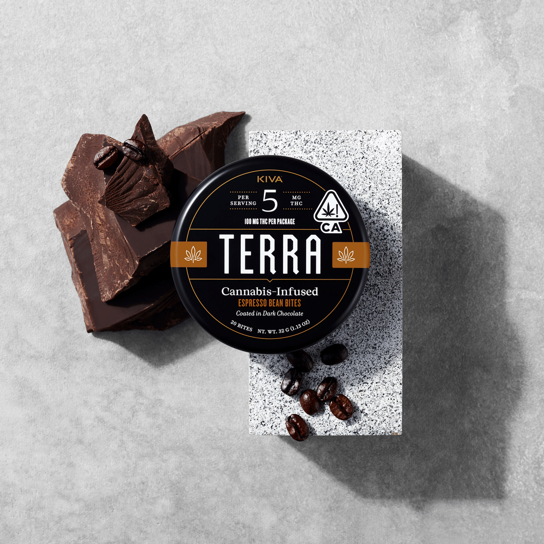 Terra Bites 100mg - Kiva - Espresso Beans Dark - $30 - Edibles