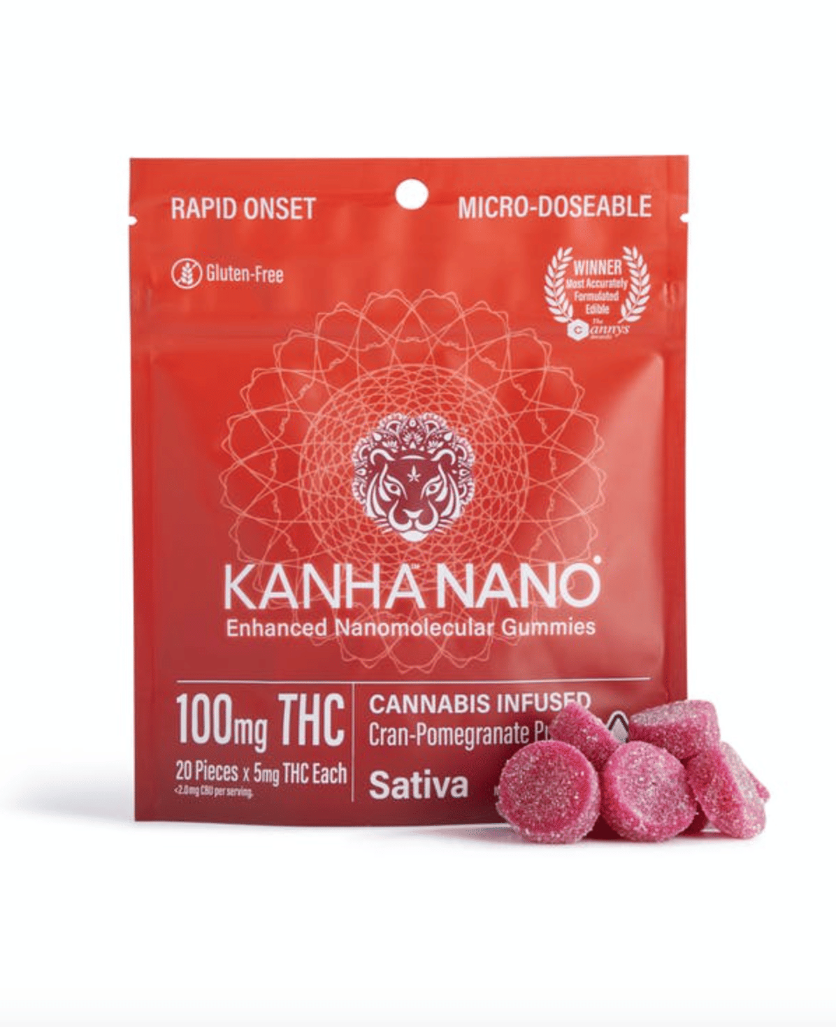 Cran-Pomegranate Punch NANO Gummies - Kanha - 20 Piece - $21 - Edibles