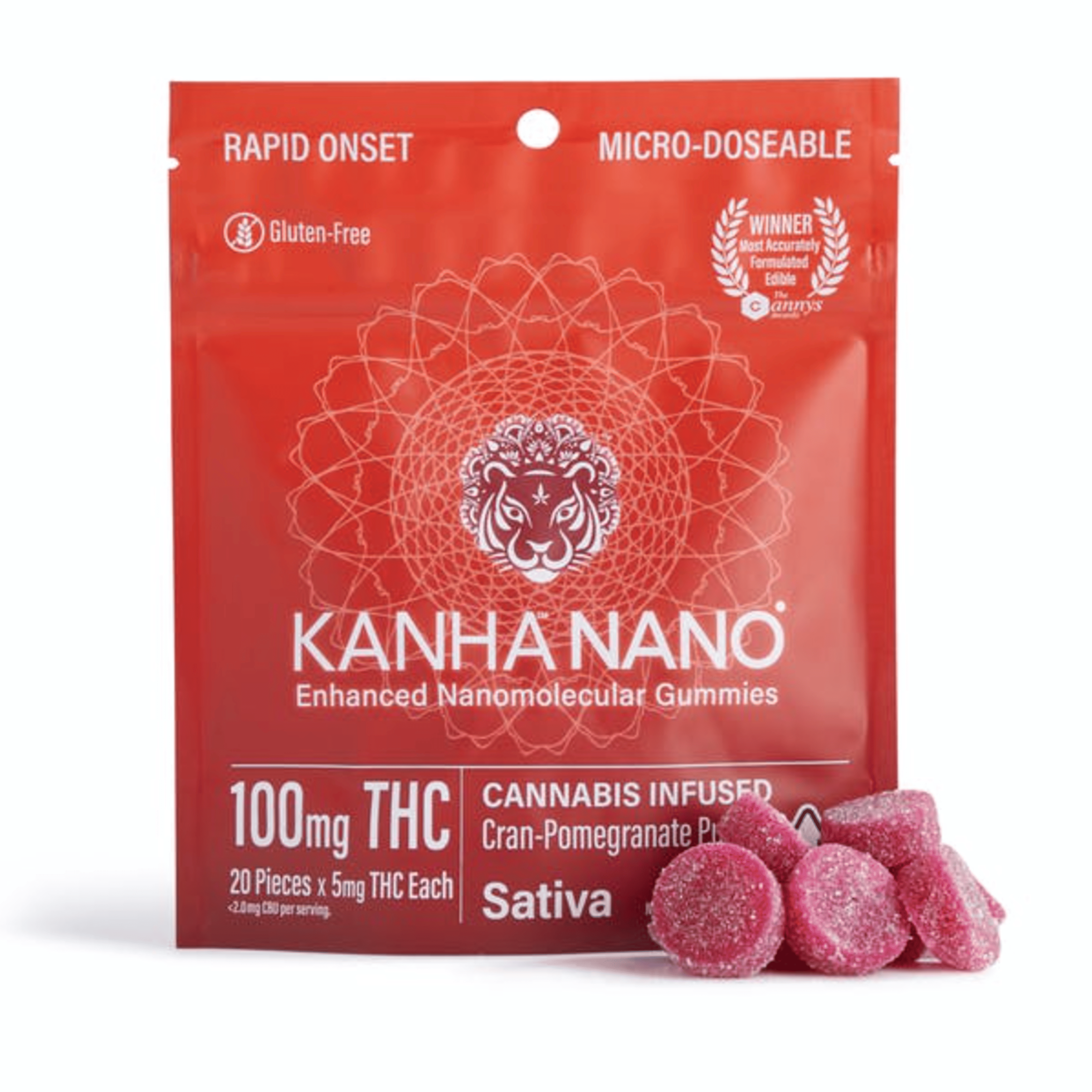 Cran-Pomegranate Punch NANO Gummies - Kanha - 20 Piece - $21 - Edibles