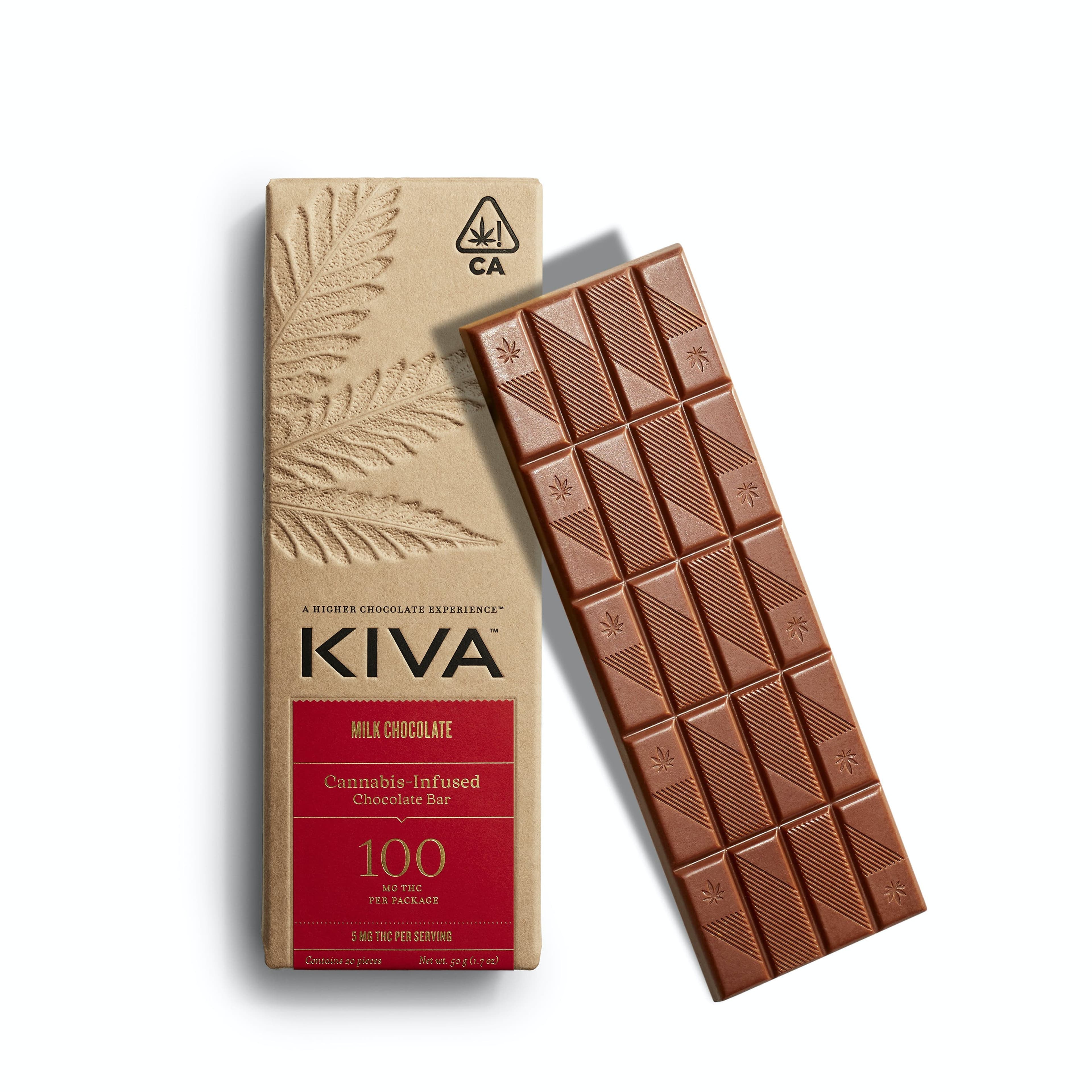 Milk Chocolate Bar 100Mg - Kiva - - $22.24 - Edible