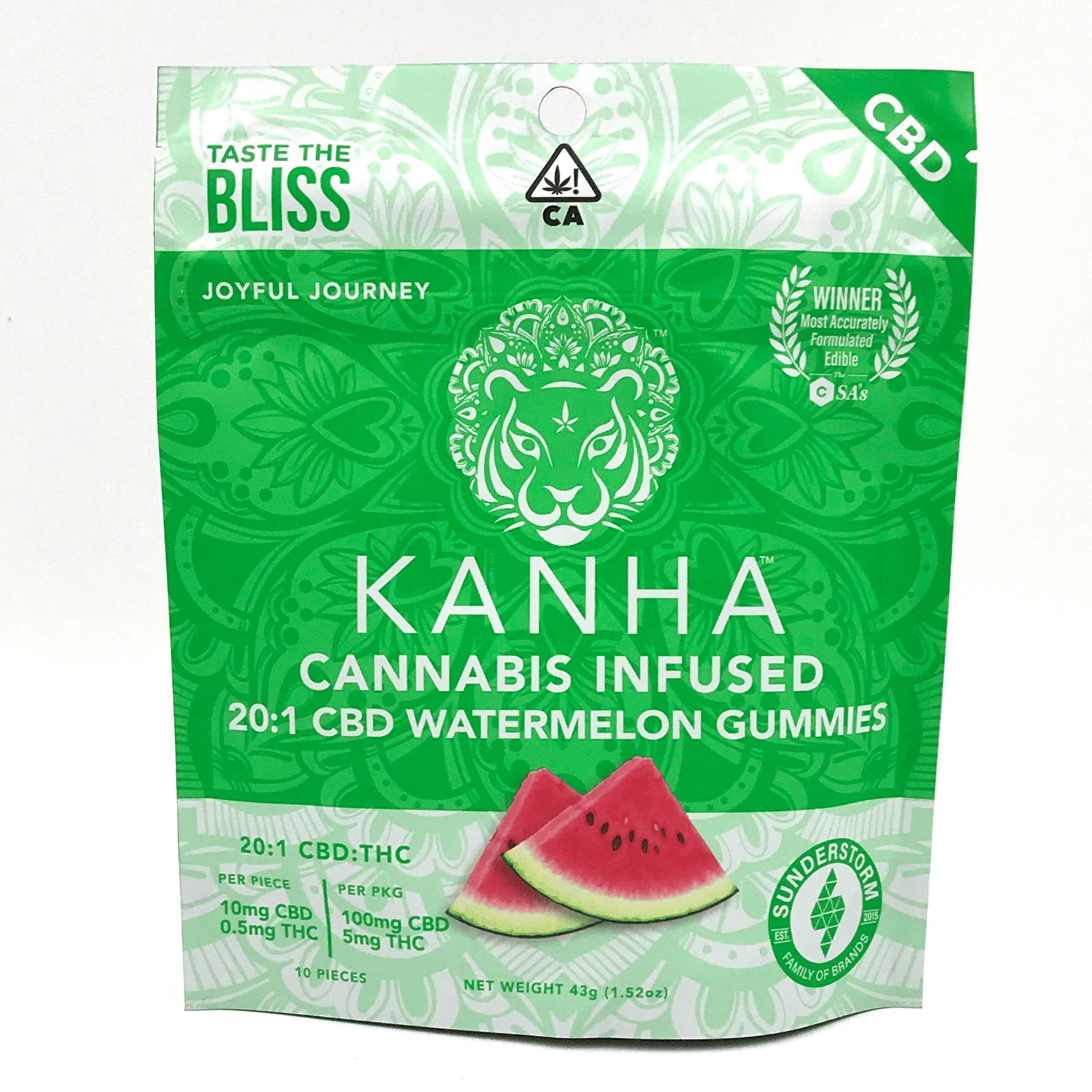 Watermelon-20:1 CBD/THC Gummies - Kanha -  - $18.01 - Edibles