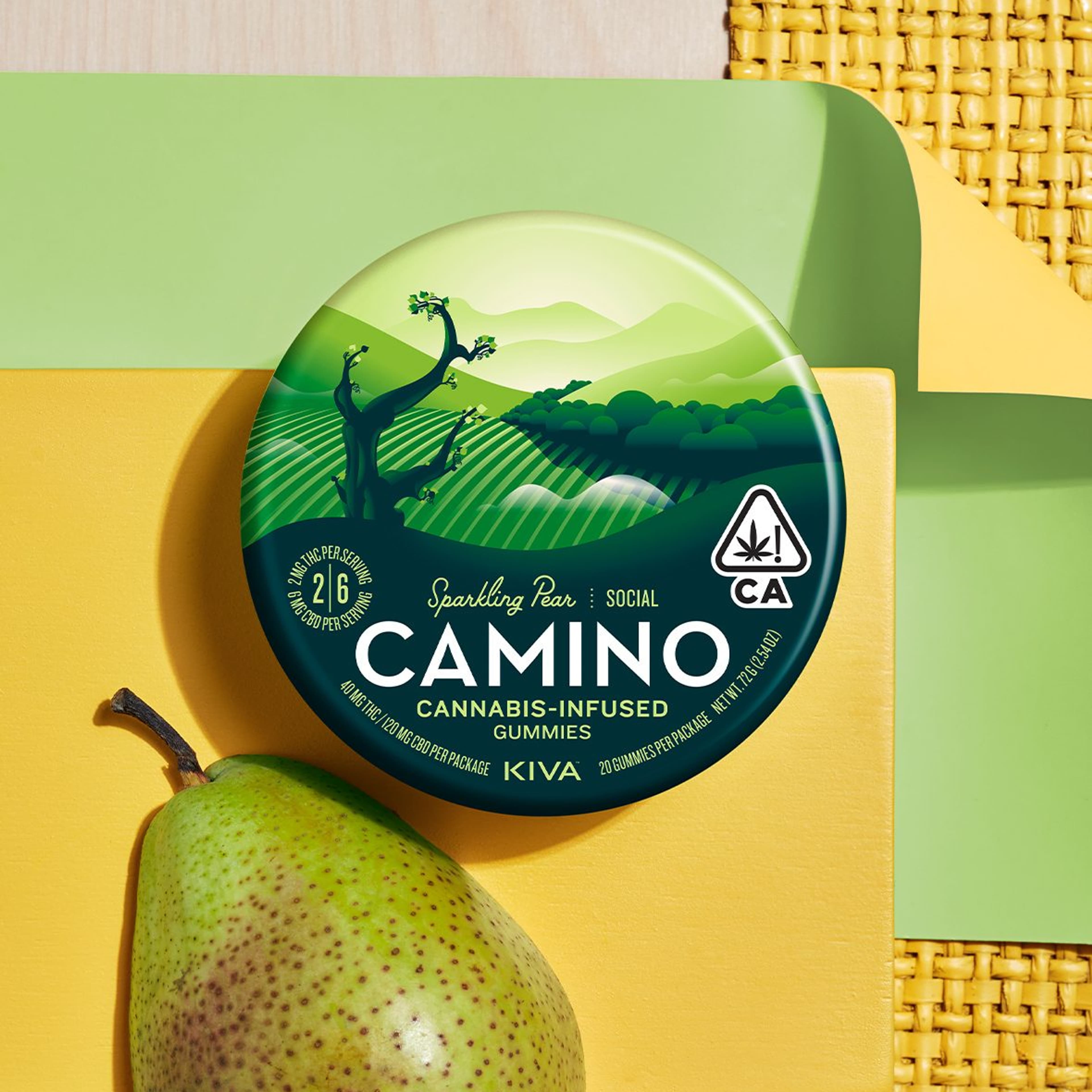 Sparkling Pear-Camino-Gummies CBD 1:3 - Kiva - - $20.17 - Edibles