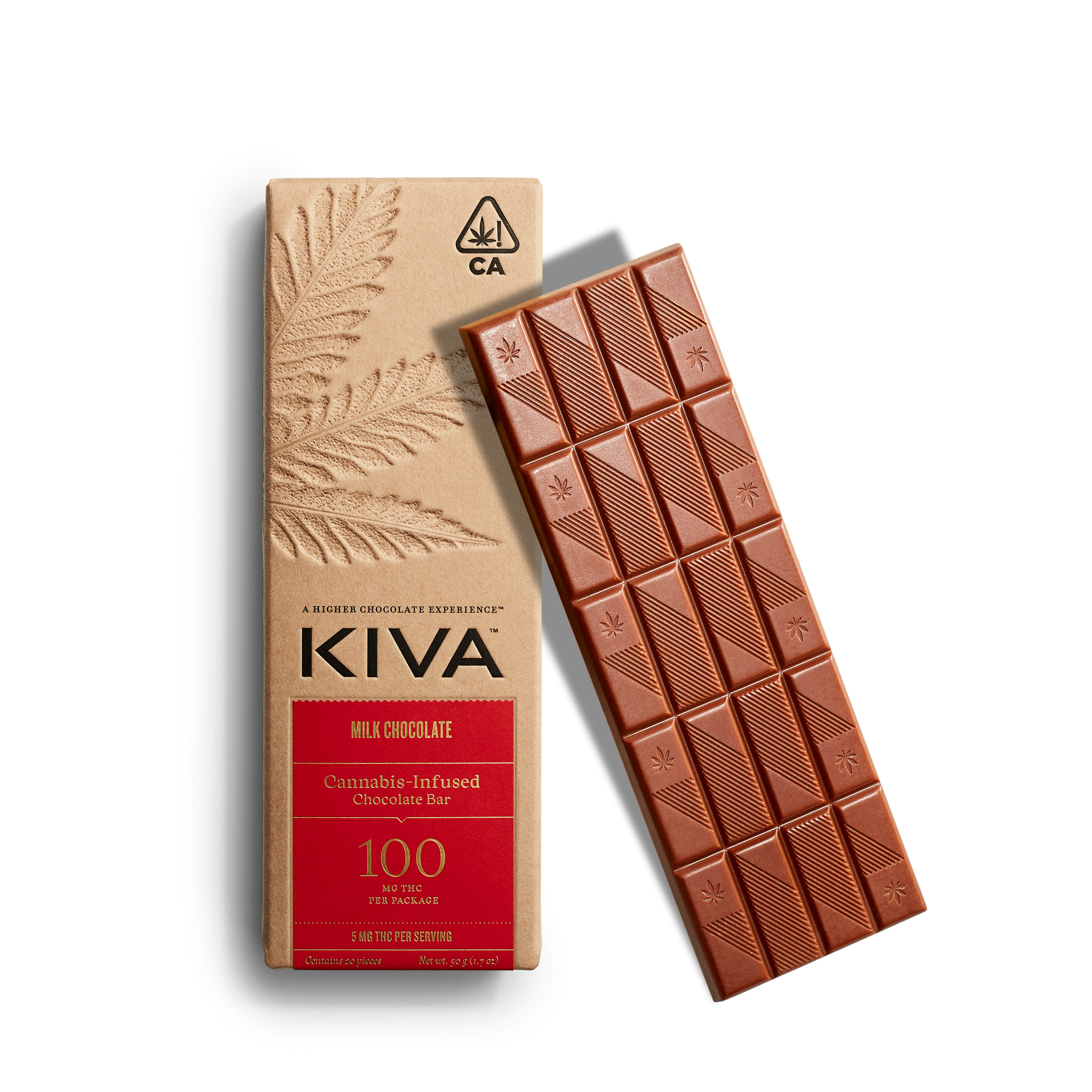 Milk Chocolate Bar - Kiva Confections - 20 Piece - $27 - Edibles