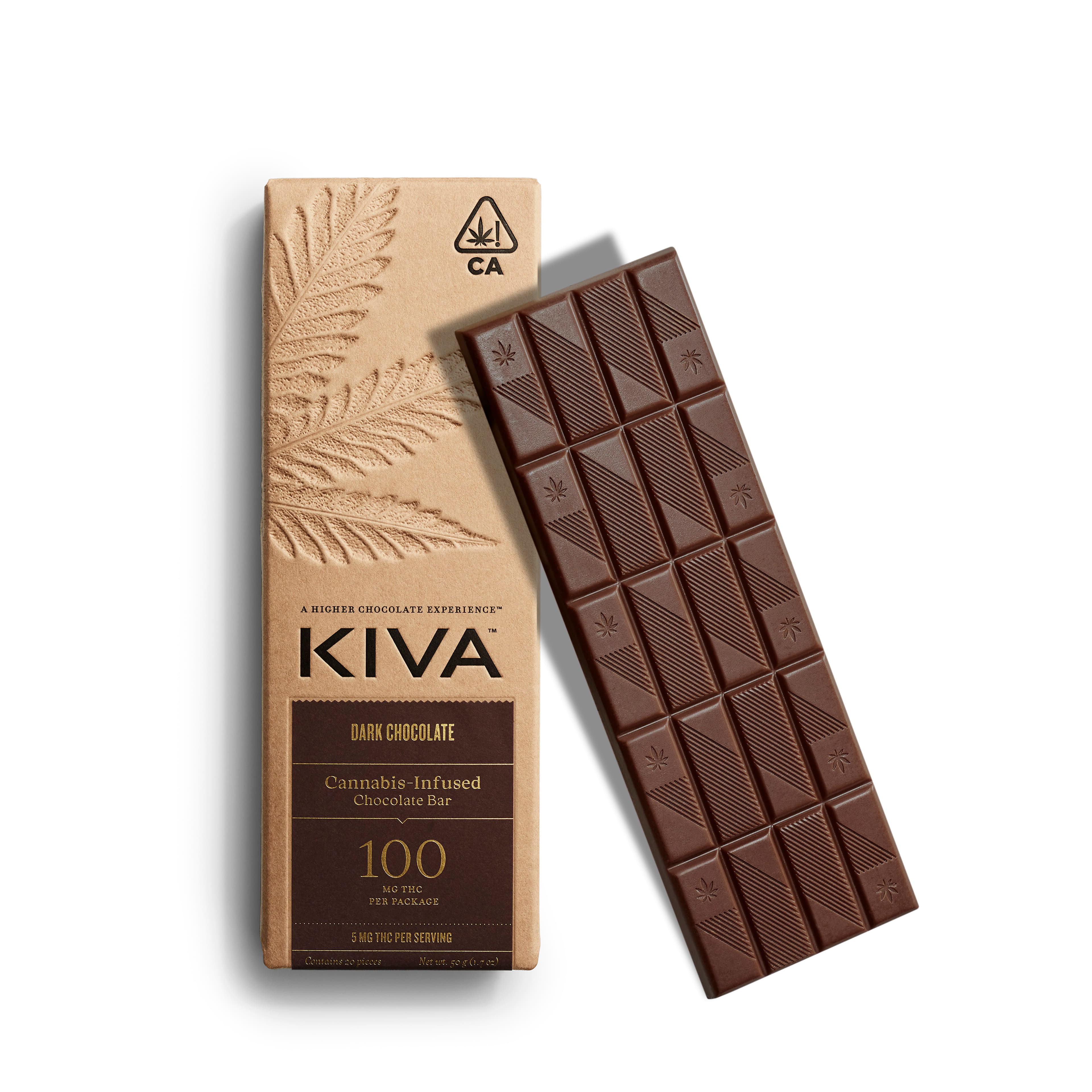 Dark Chocolate Bar - Kiva Confections - 20 Piece - $27 - Edibles