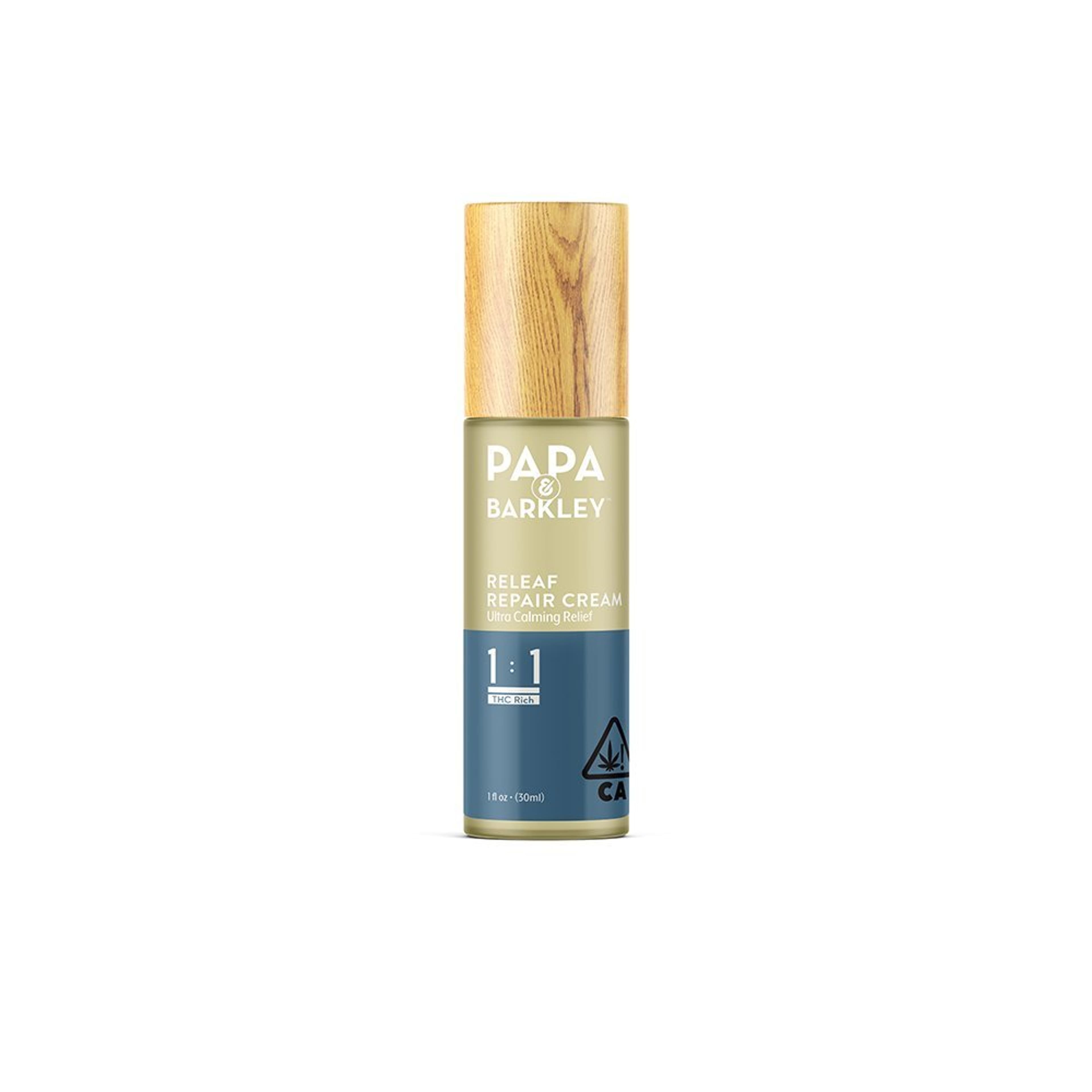 Releaf Repair Cream, 30ml Finished Good, 1CBD:1THC - Papa and Barkley - - $60 - Topicals