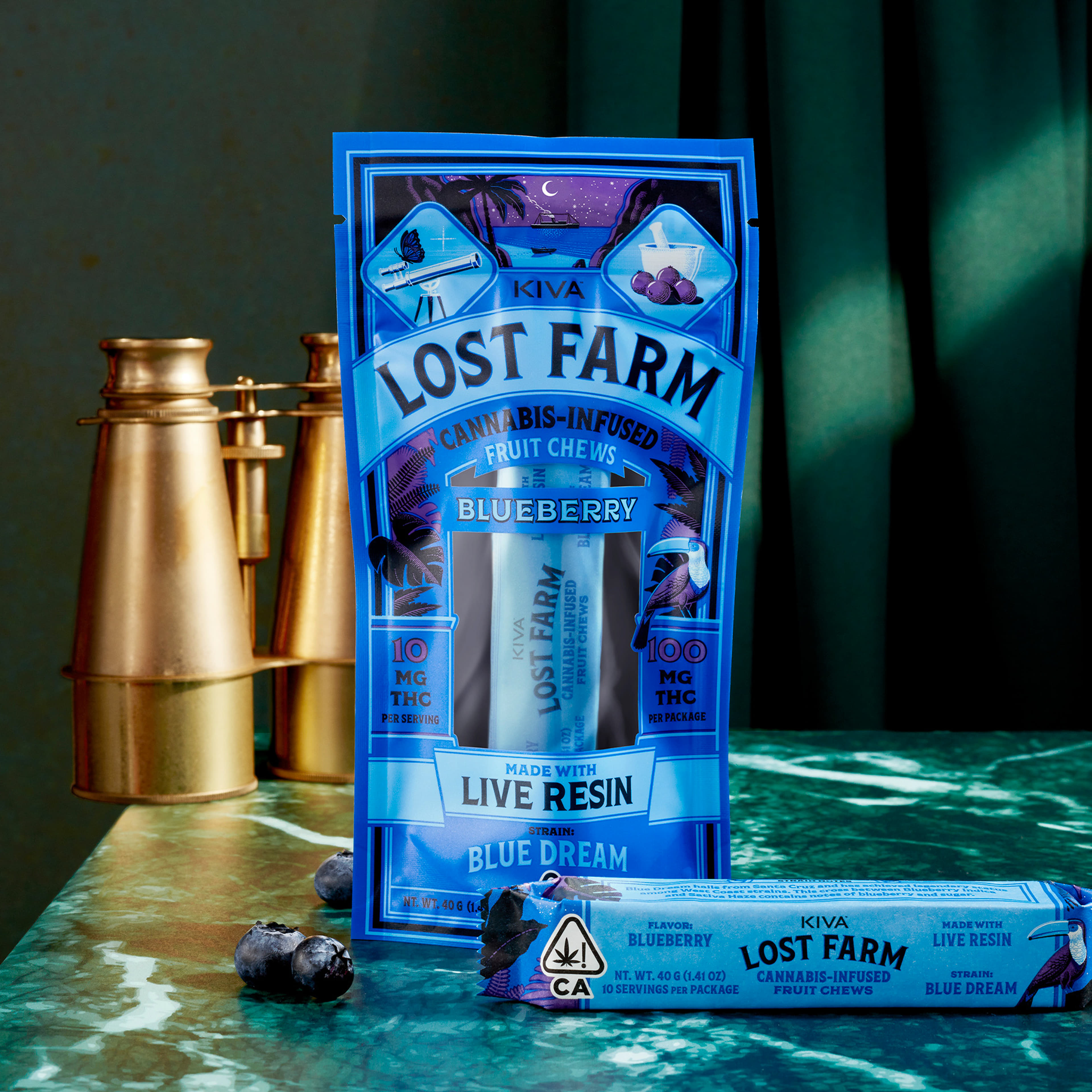 Lost Farms Chews: Blueberry / Blue Dream - Kiva Confections - 10 Piece - $24 - Edibles