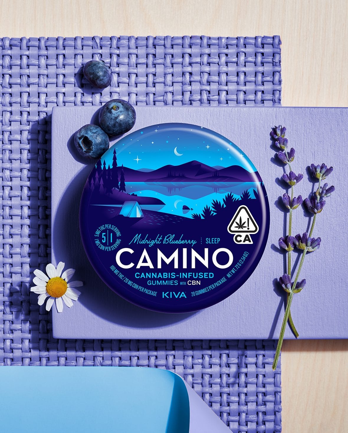 Camino Gummies | Sleep | 5:1 THC:CBN - Midnight Blueberry - Kiva -  - $21 - Edibles