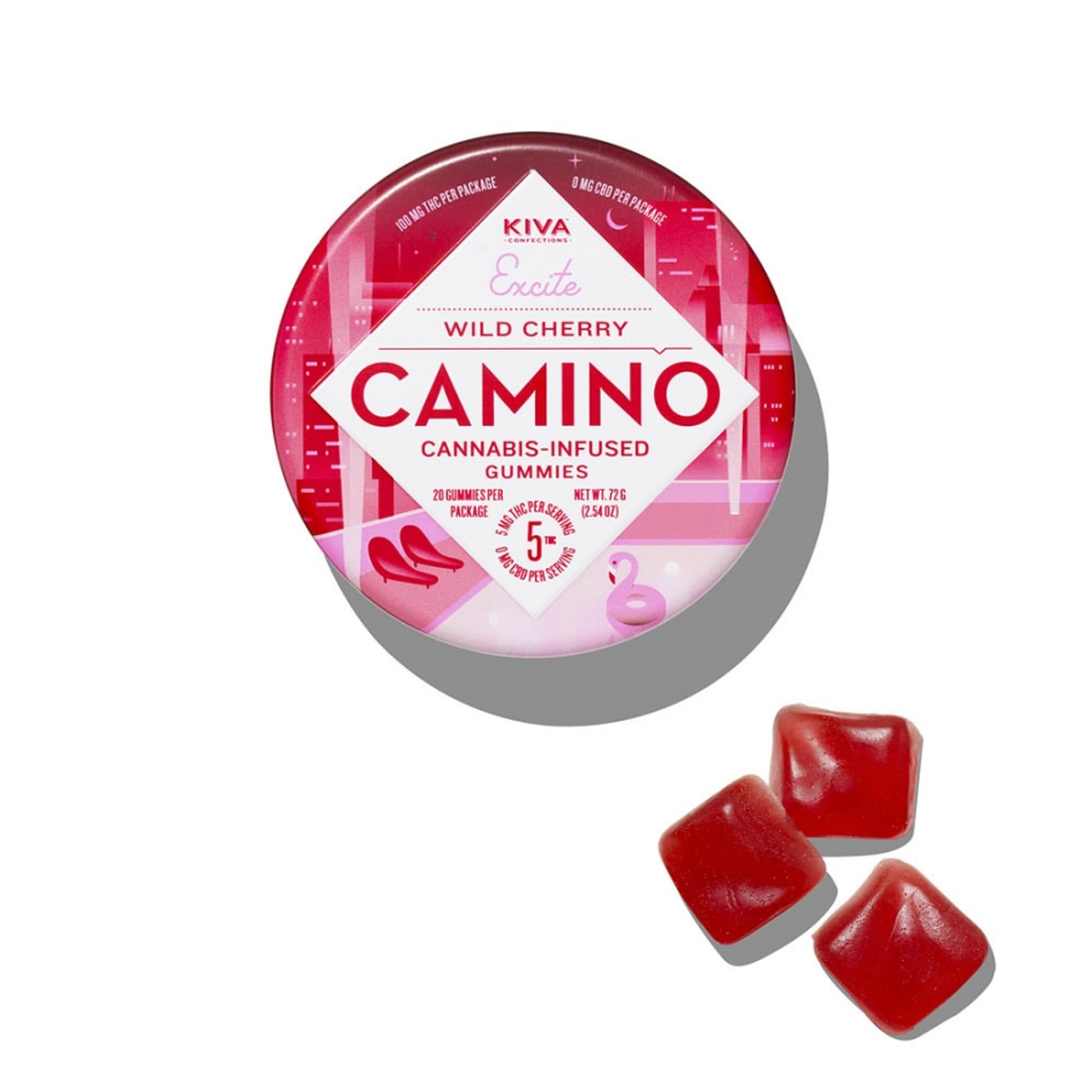 $27.77 Camino Excite Wild Cherry Gummies - Kiva - - $20 - Edibles