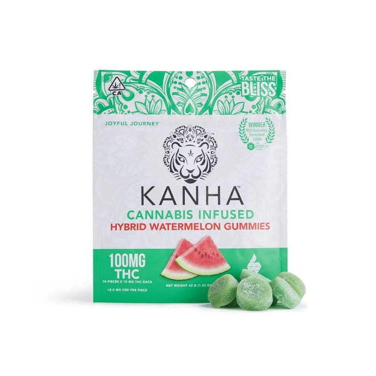 Gummies: Hybrid Watermelon Gummies - 100MG - Kanha Gummies -  - $17.50 - Edibles