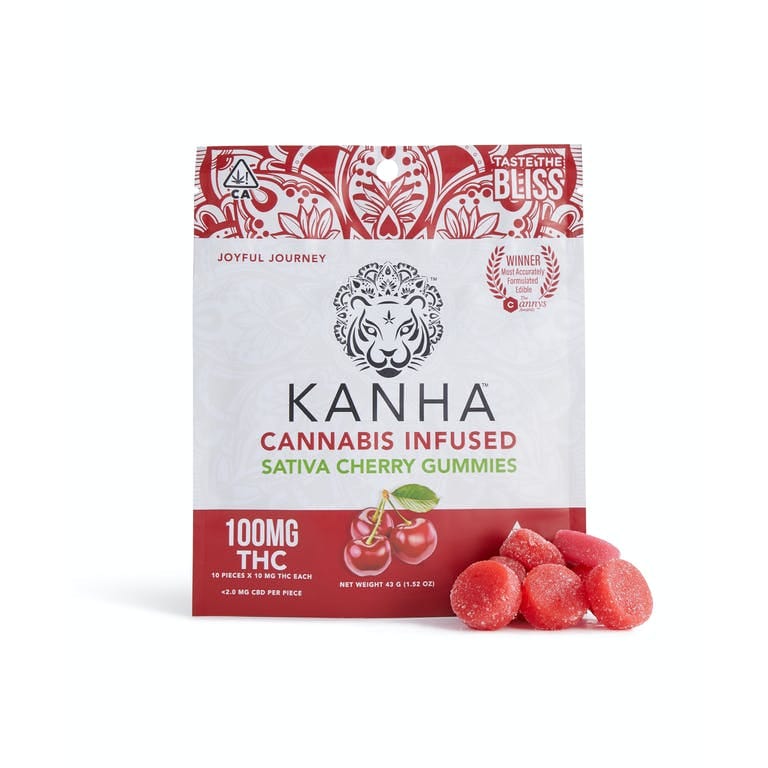 Gummies: Sativa Cherry - 100MG - Kanha Gummies -  - $17.50 - Edibles