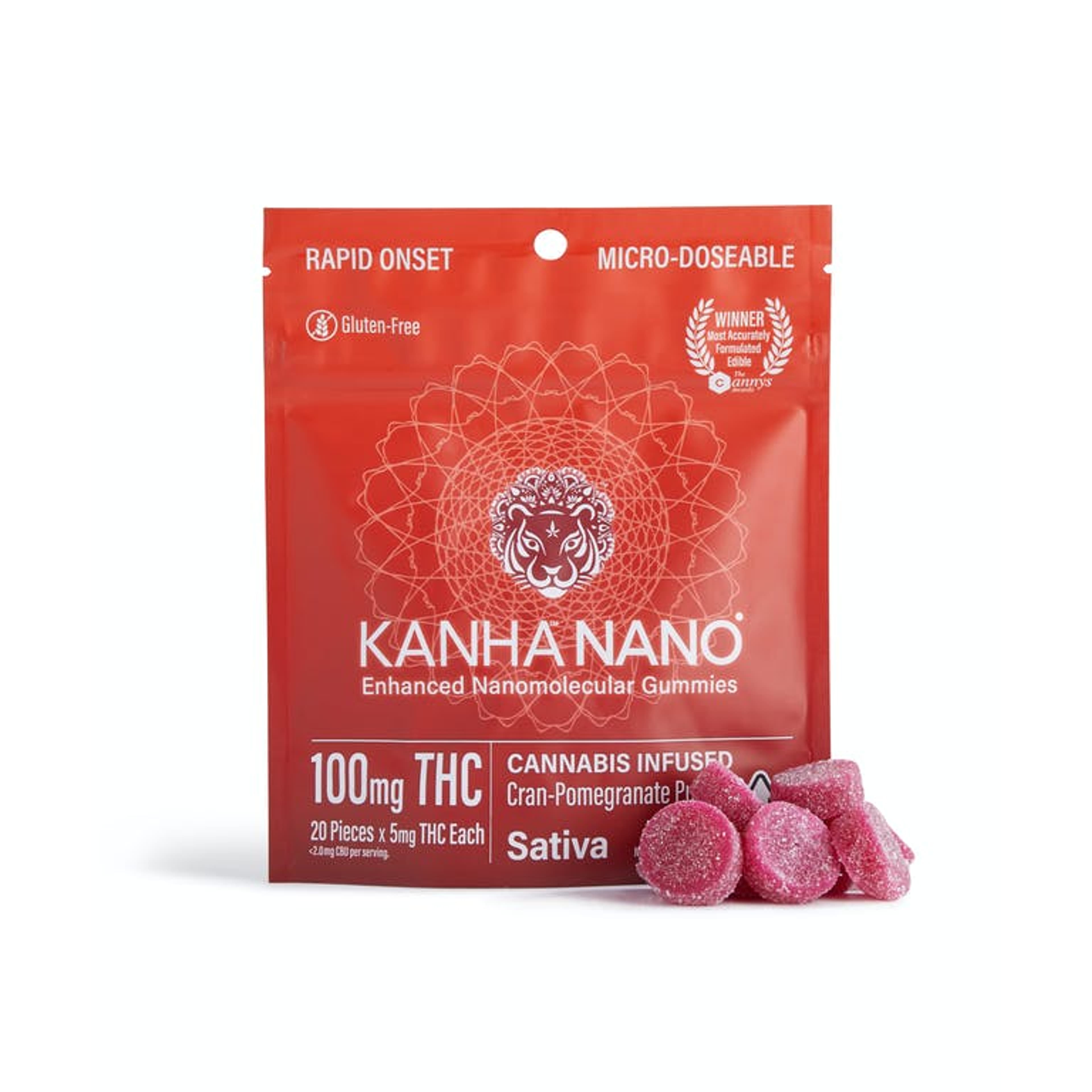 NANO | Sativa Cran-Pomegranate Punch Gummies - 100mg - Kanha Gummies - - $20 - Edibles