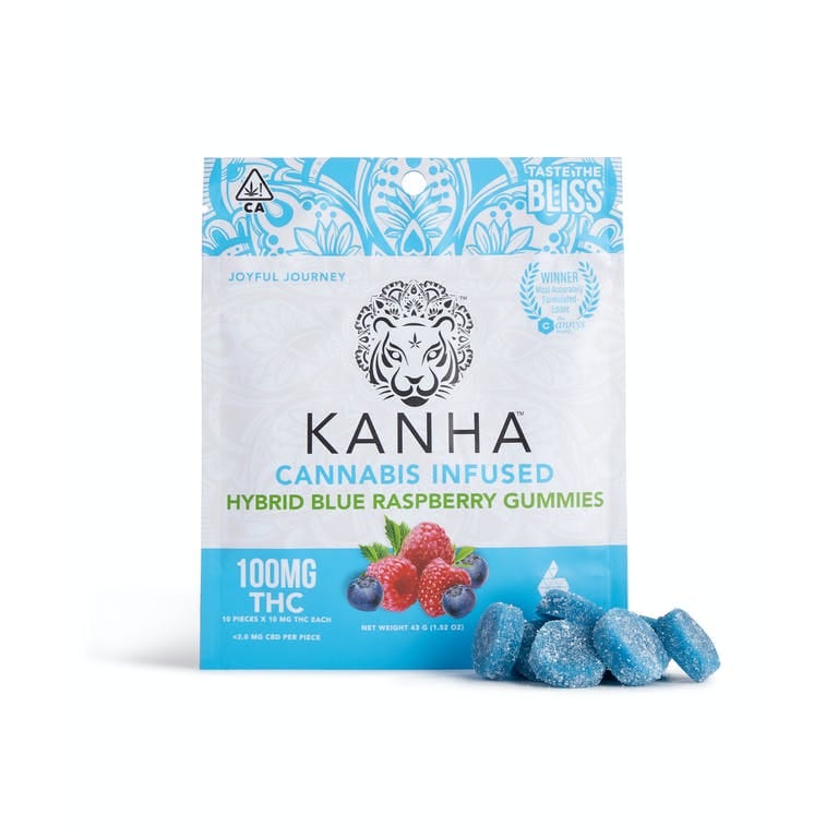 Gummies: Hybrid Blue Raspberry - 100mg - Kanha Gummies -  - $17.50 - Edibles