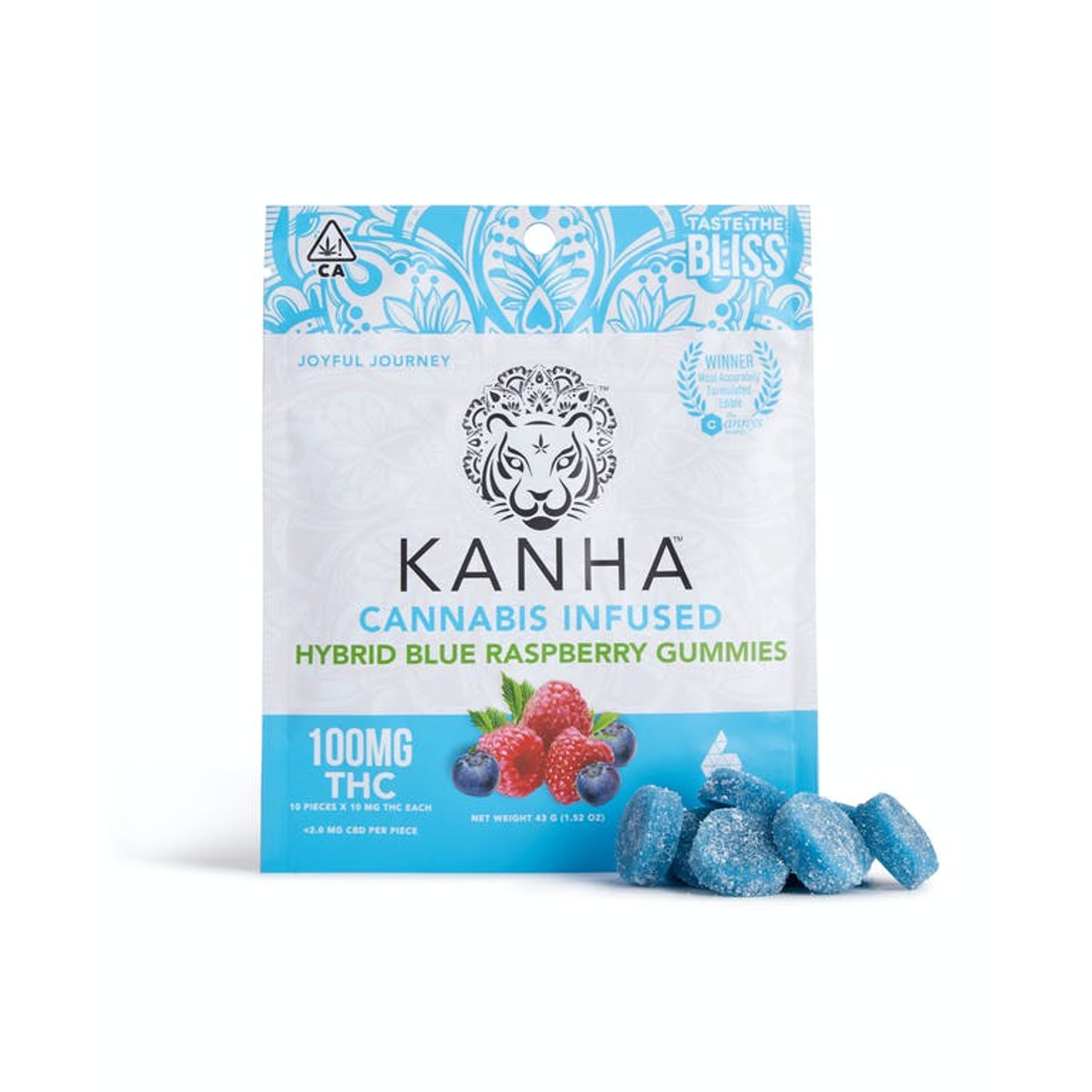Gummies: Hybrid Blue Raspberry - 100mg - Kanha Gummies - - $17.50 - Edibles
