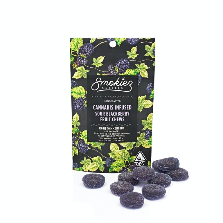 Sour Blackberry Fruit Chews - 100mg - Smokiez Edibles - null - $17 - Edibles