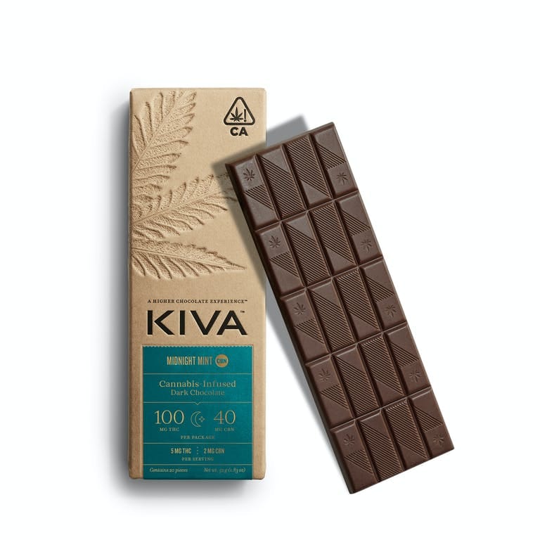 Bar: Dark Chocolate: CBN Midnight Mint - 100mg THC / 40mg CBN - Kiva Confections -  - $22 - Edibles