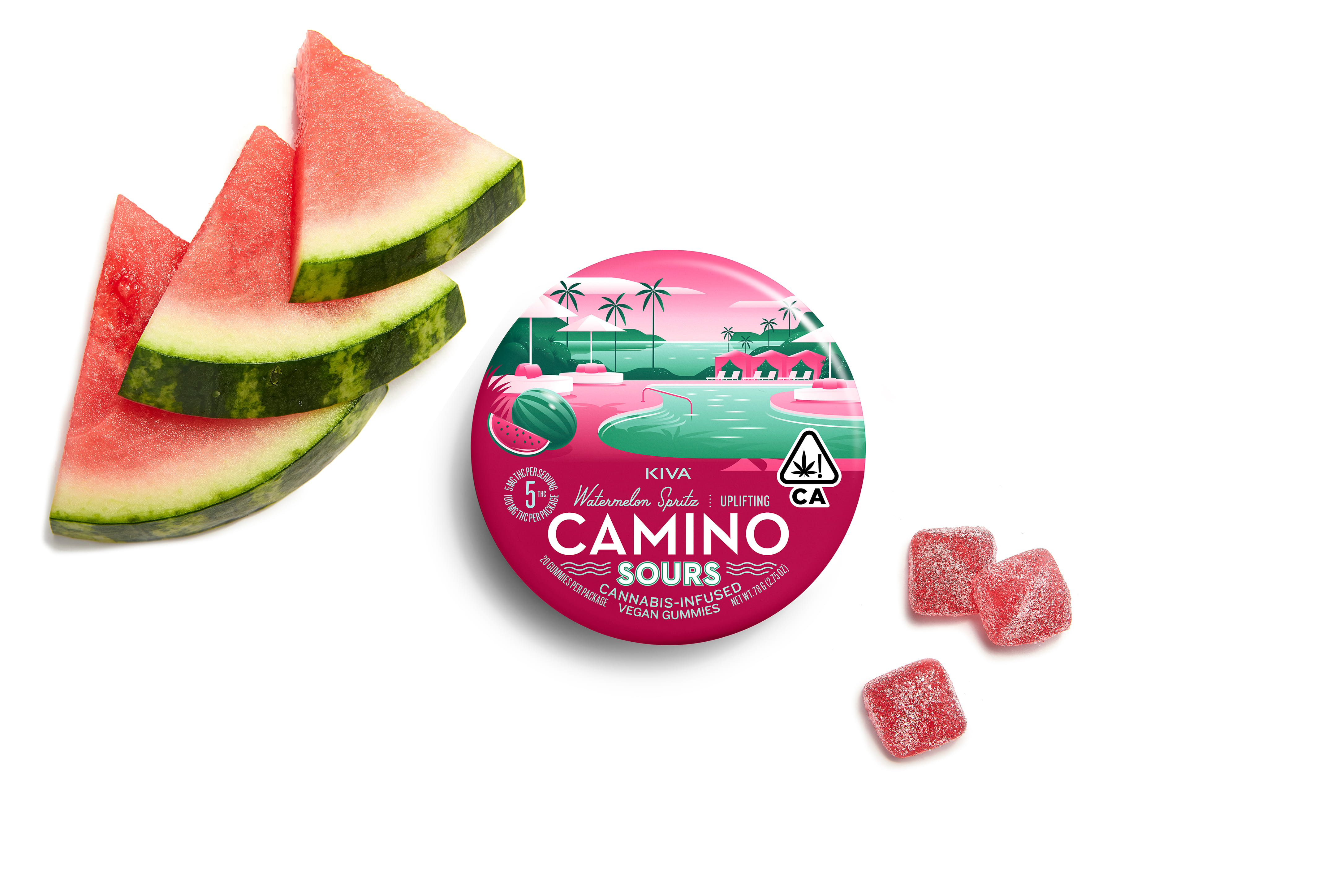 Camino Sours: Watermelon Spritz - Kiva Confections - 10 Piece - $20 - Edibles