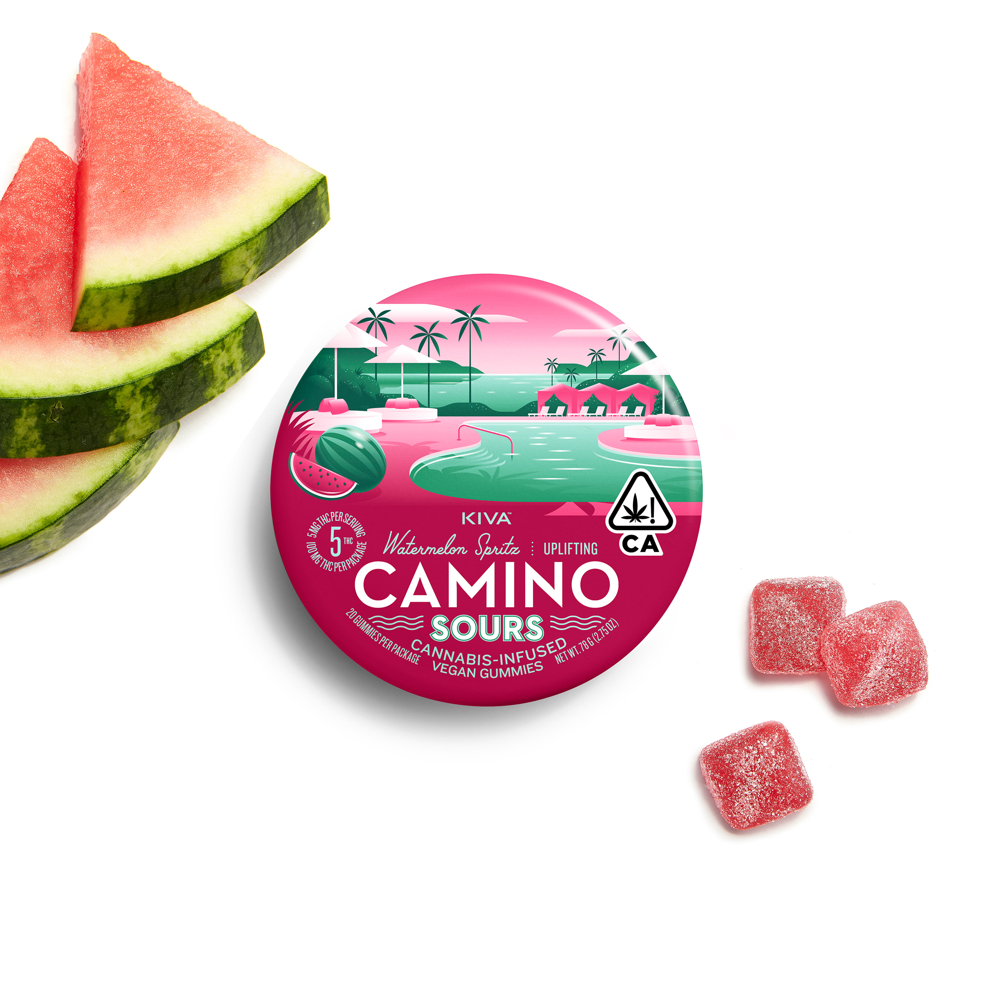 Camino Sours: Watermelon Spritz - Kiva Confections - 10 Piece - $20 - Edibles