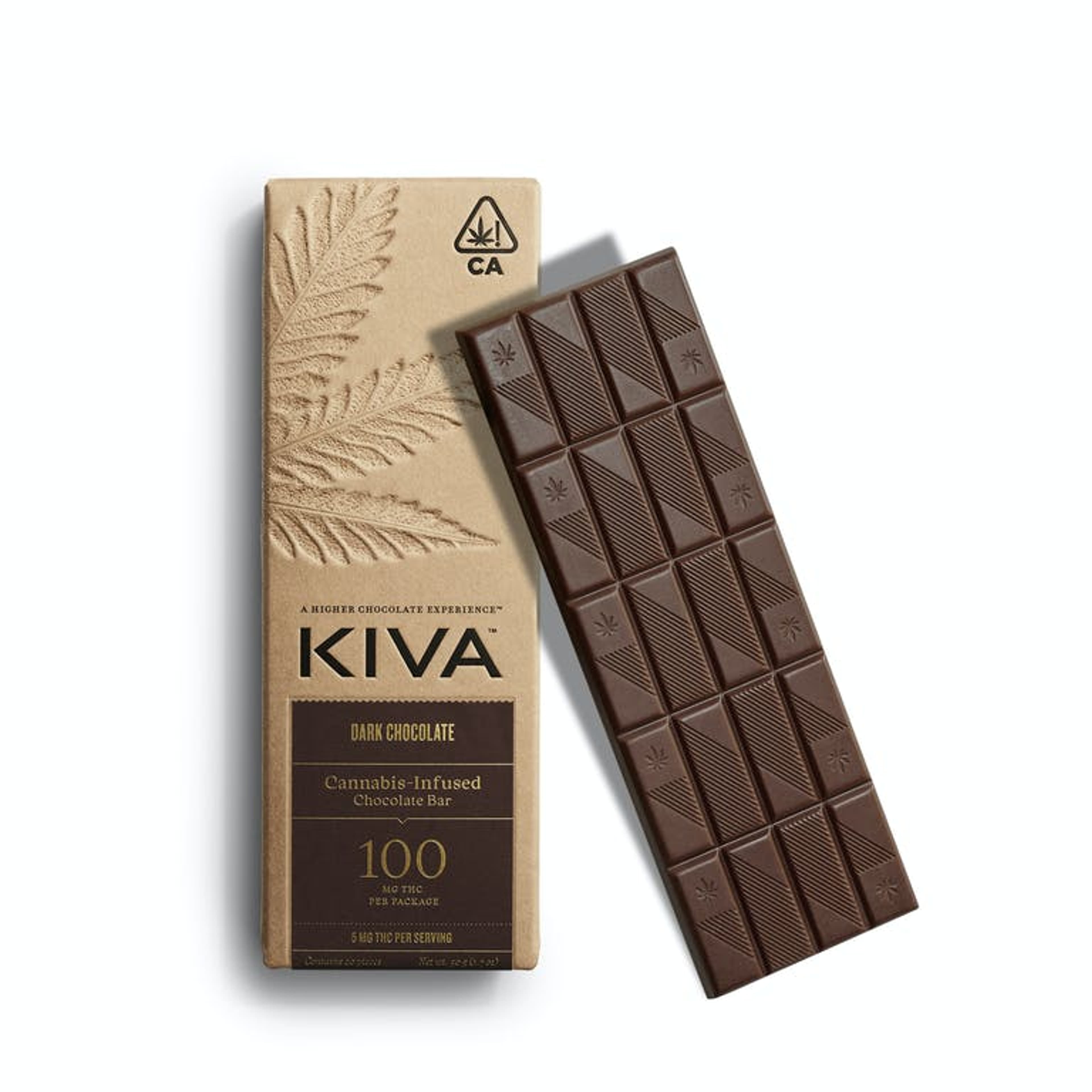 Bar: Dark Chocolate - 100mg - Kiva Confections - - $22 - Edibles