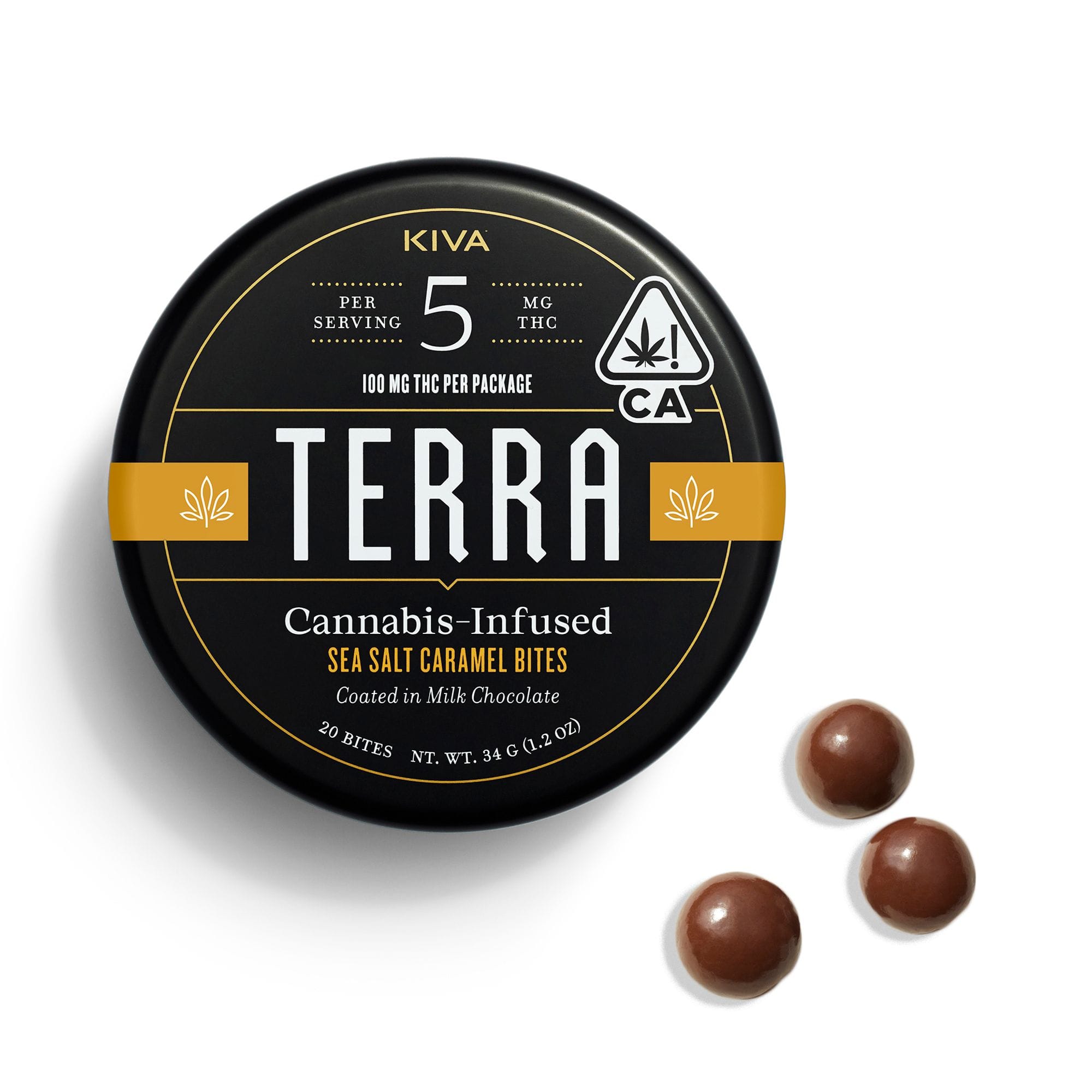 Terra Bites | Milk Chocolate Sea Salt Caramel - 100mg - Terra Bites by Kiva - null - $22 - Edibles