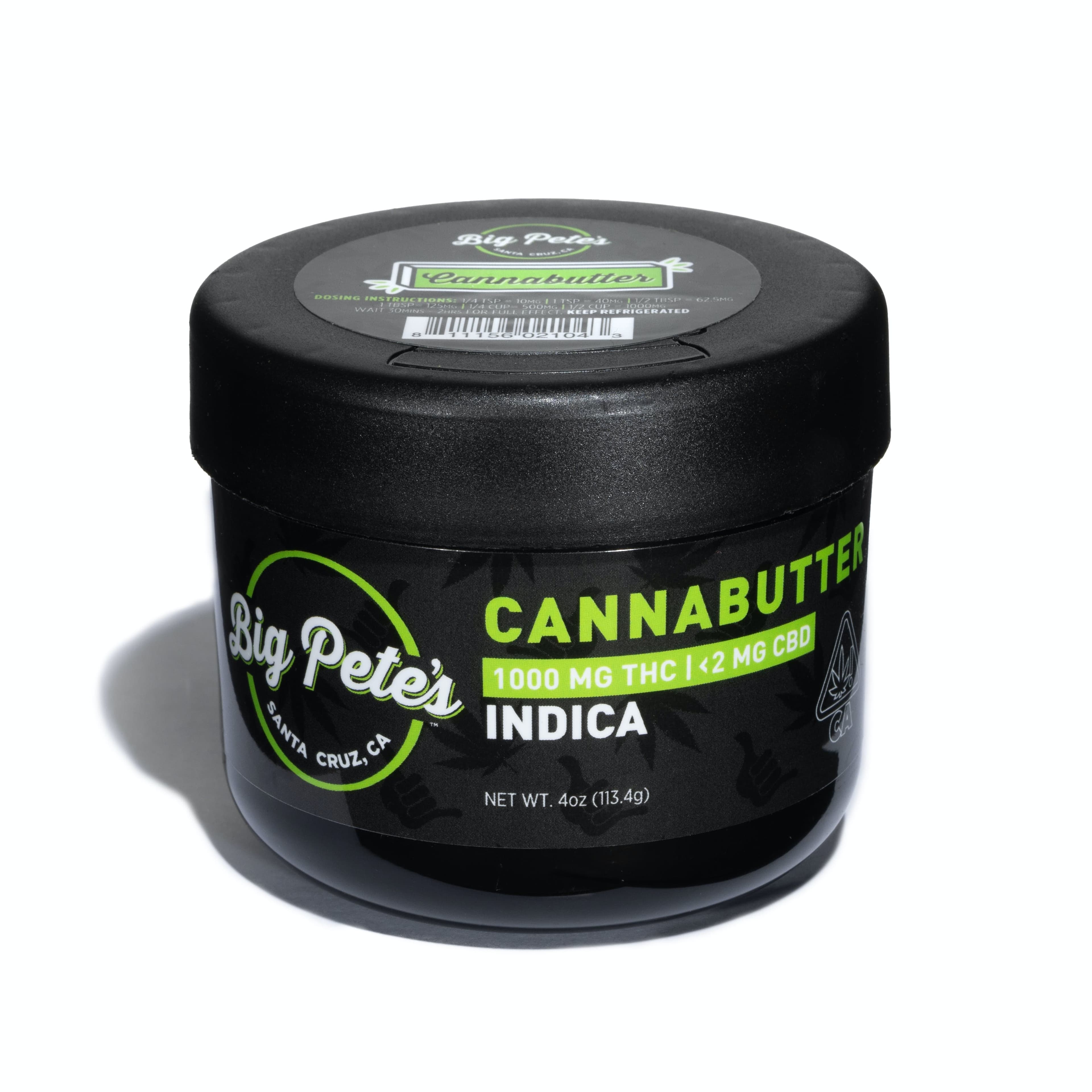 Cannabutter Jar Indica - Big Pete's - 4oz Jar 2000mg - $80 - Edibles