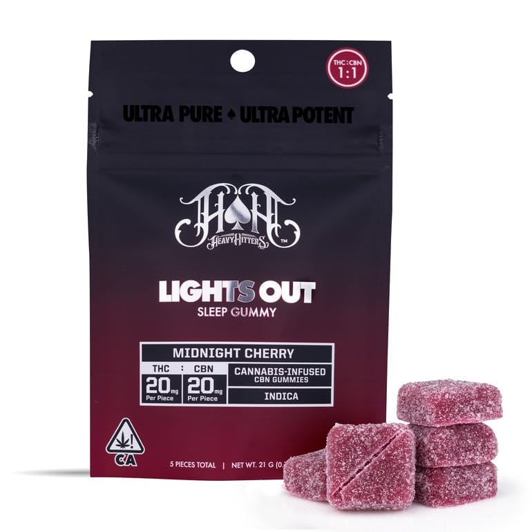 Lights Out: Midnight Cherry CBN 100MG gummies - Heavy Hitters -  - $14.85 - Edible