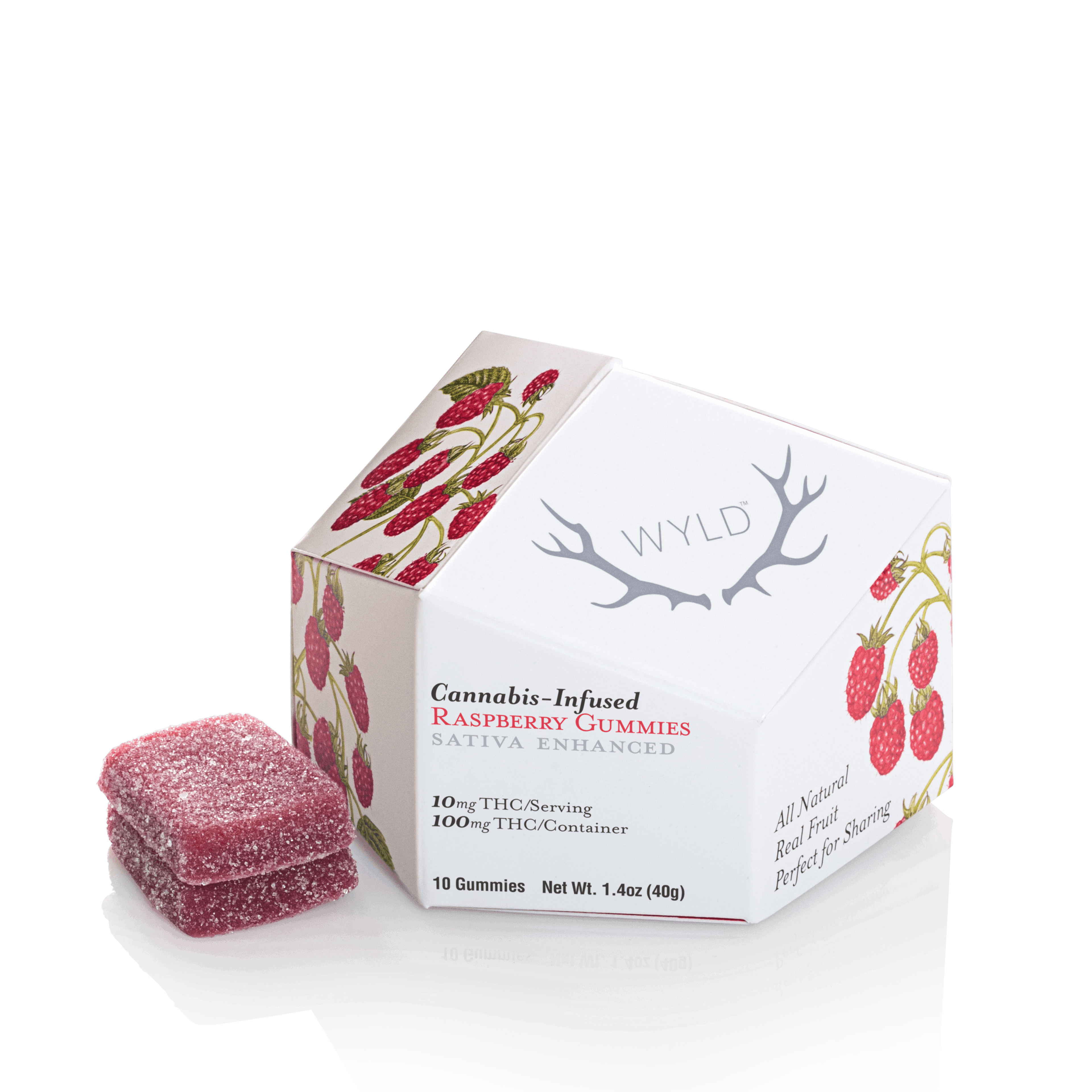 Raspberry Sativa Enchanced 100MG Gummies - WYLD - - $12.75 - Edible