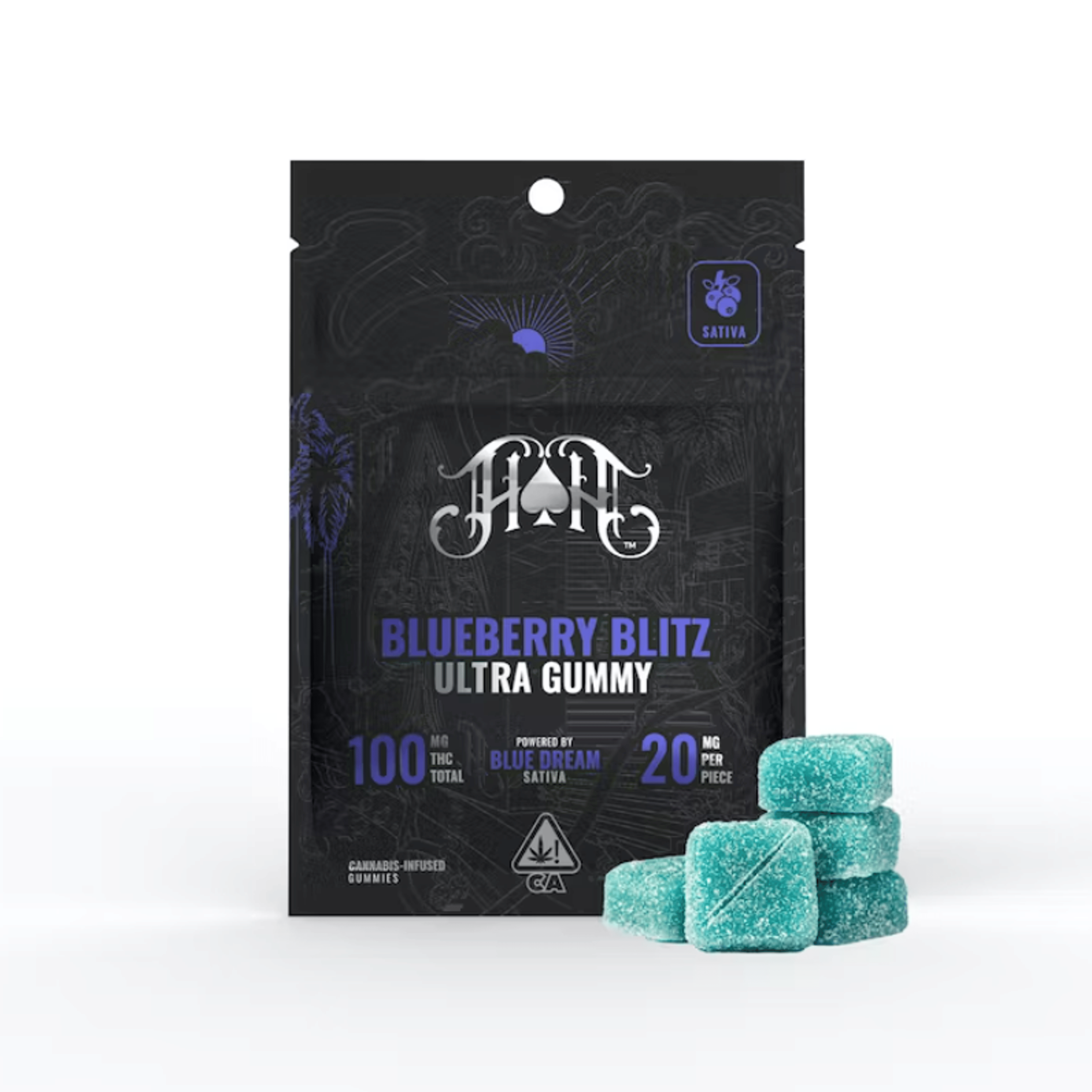 THC Gummy Pack: Blueberry Blitz - 100mg - Heavy Hitters - - $20 - Edibles