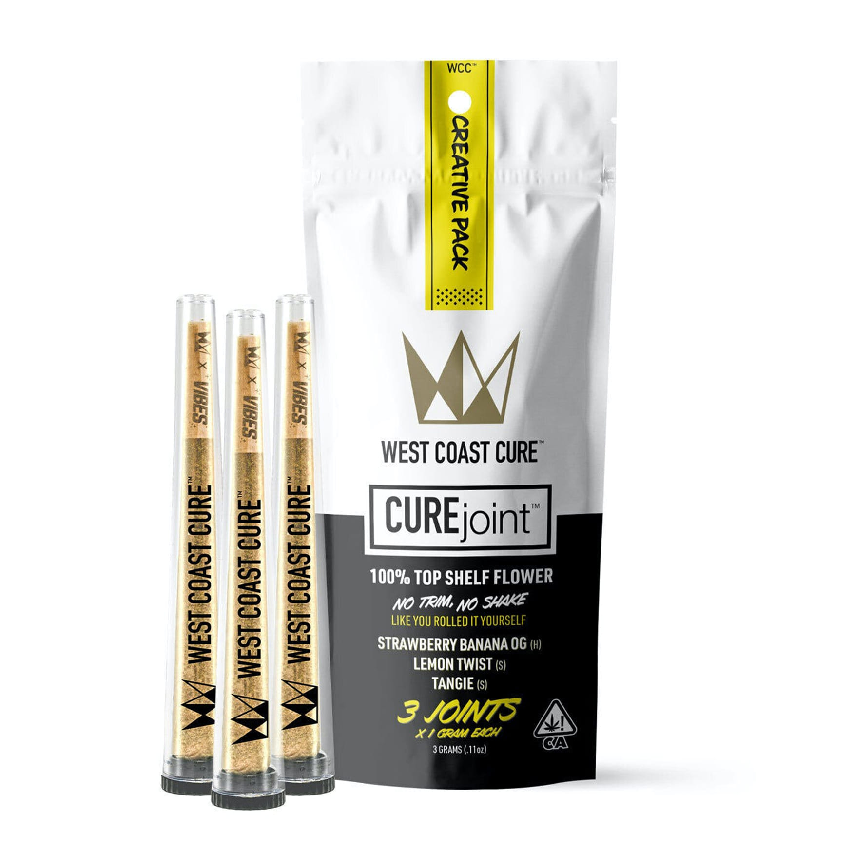 Creative Pack 3pk Cure Joints (S/H) **SPECIAL PRICING** - West Coast Cure - Creative Pack 3pk - $20 - Prerolls