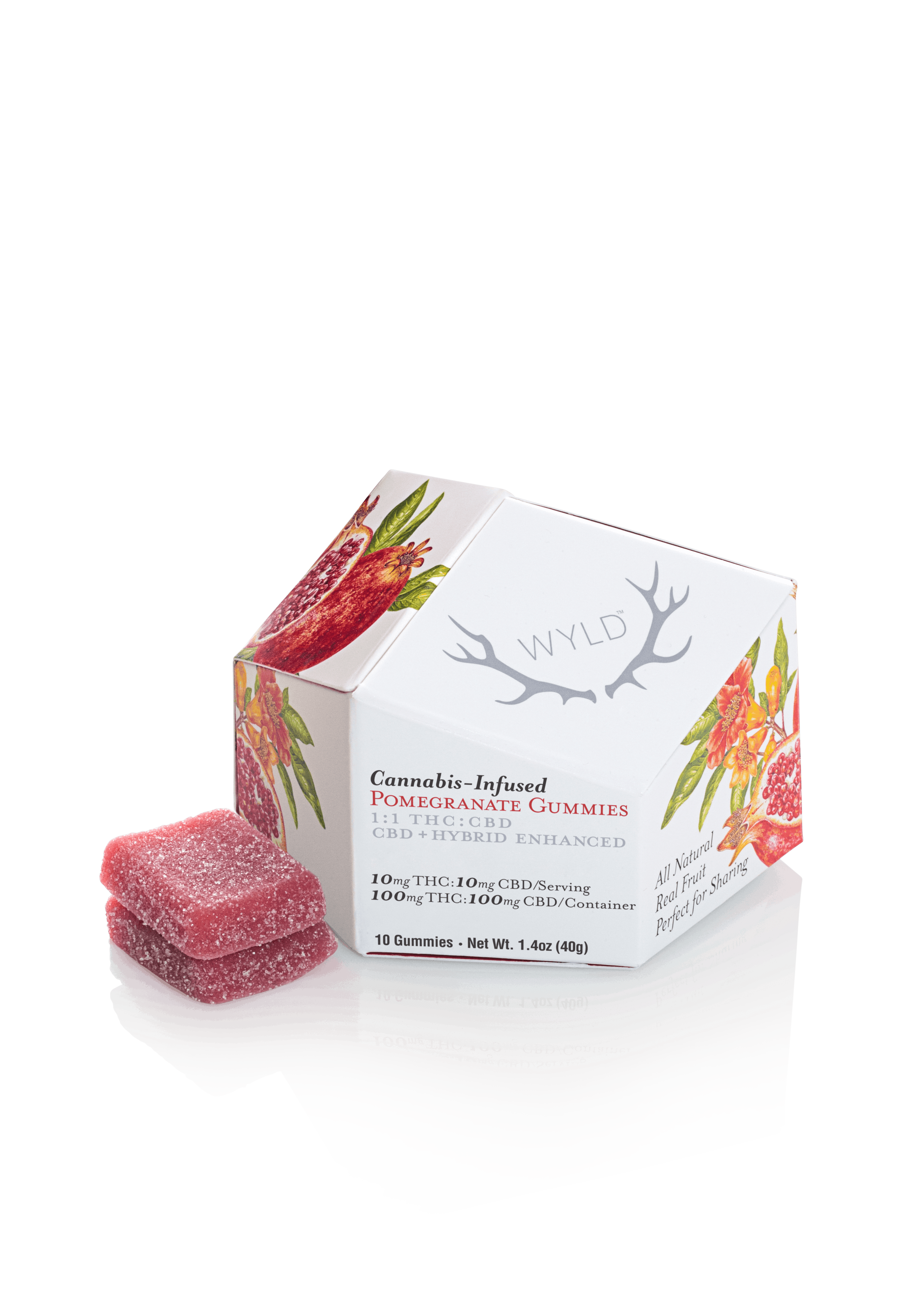 Pomegranate 1:1 100mg CBD / 100mg THC Hybrid Enhanced Gummies - WYLD -  - $14.45 - Edible