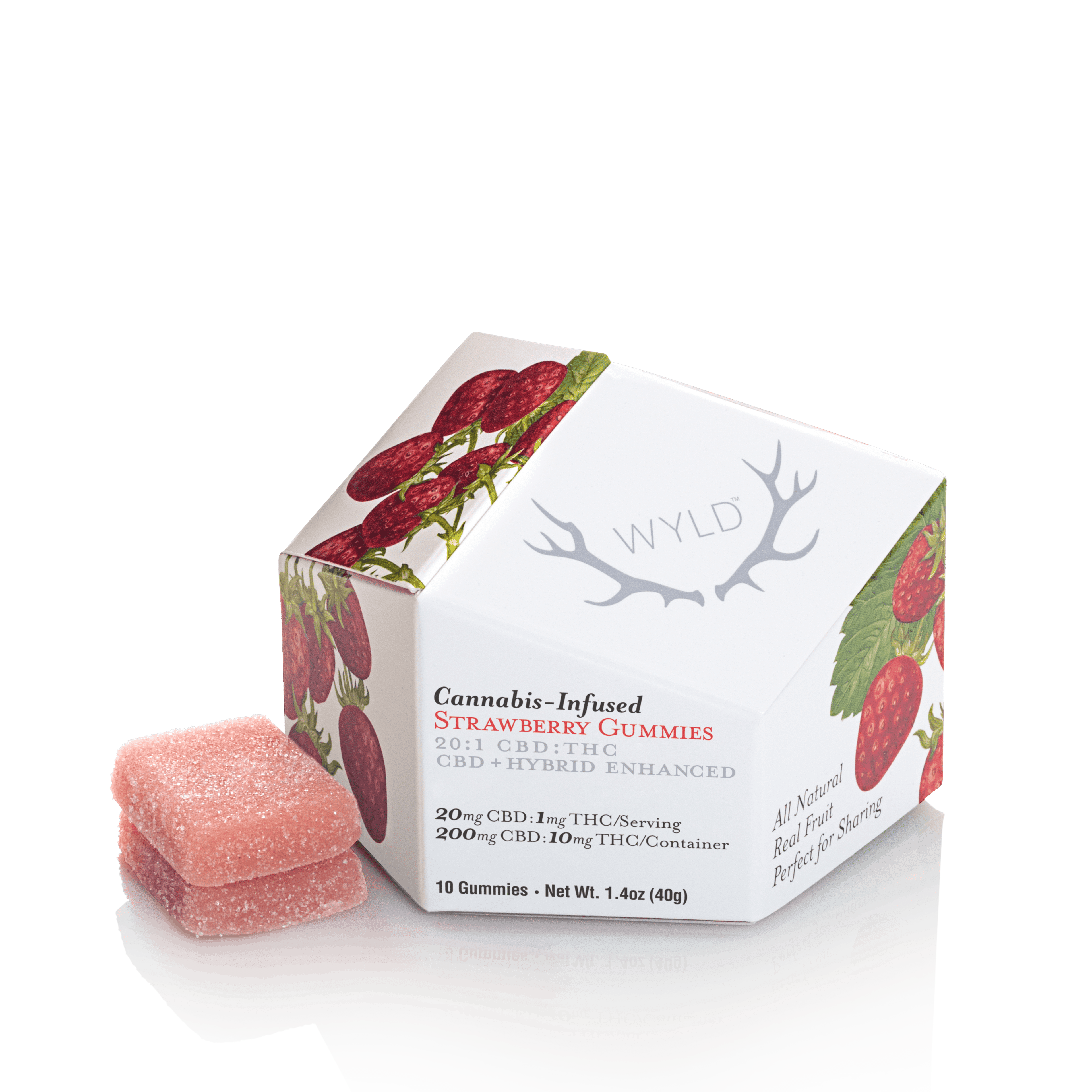 Strawberry 20:1 200mg CBD / 10mg THC Gummies - WYLD - - $14.45 - Edible