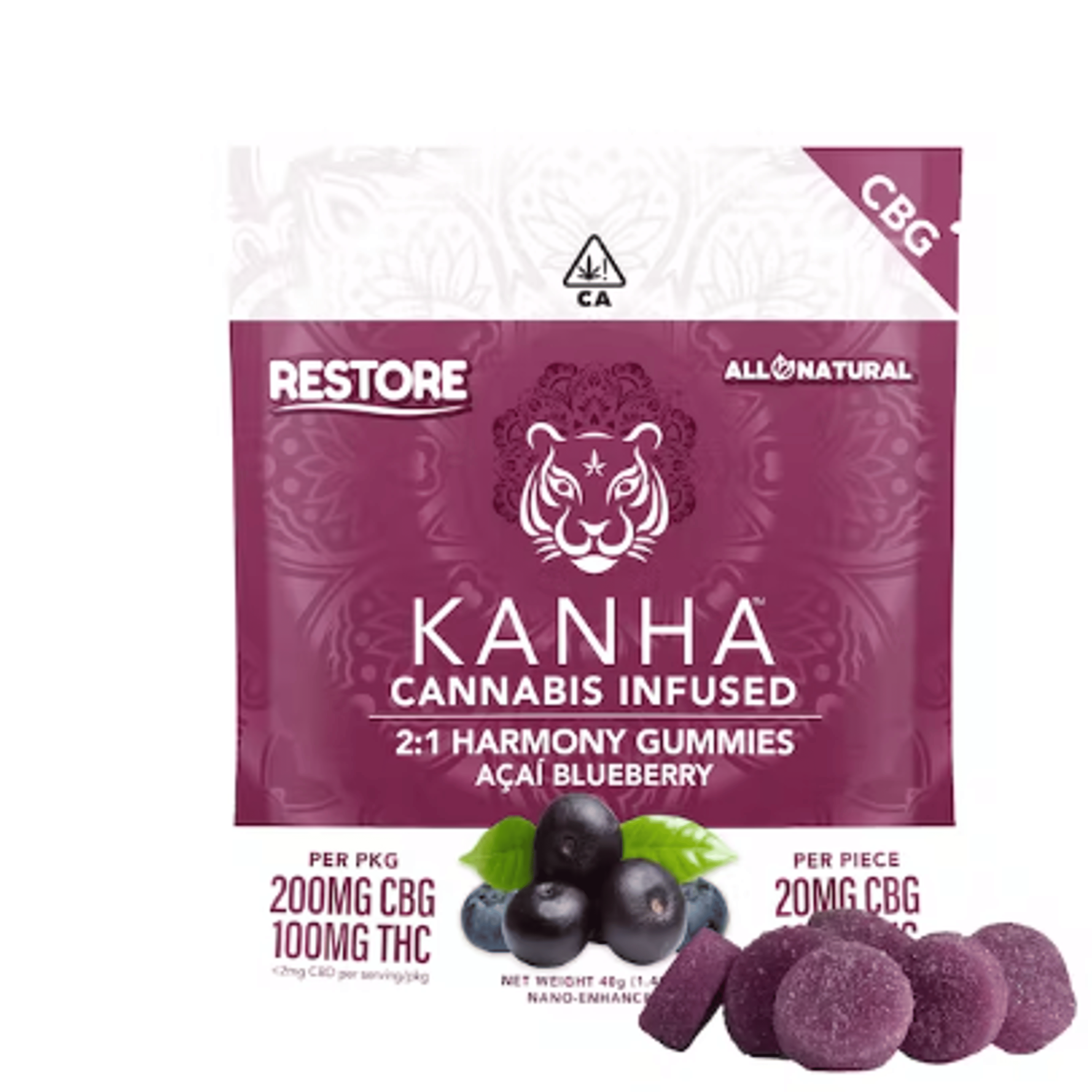 Harmony Acai Blueberry 2:1 Gummies NANO - Kanha - - $21 - Edible