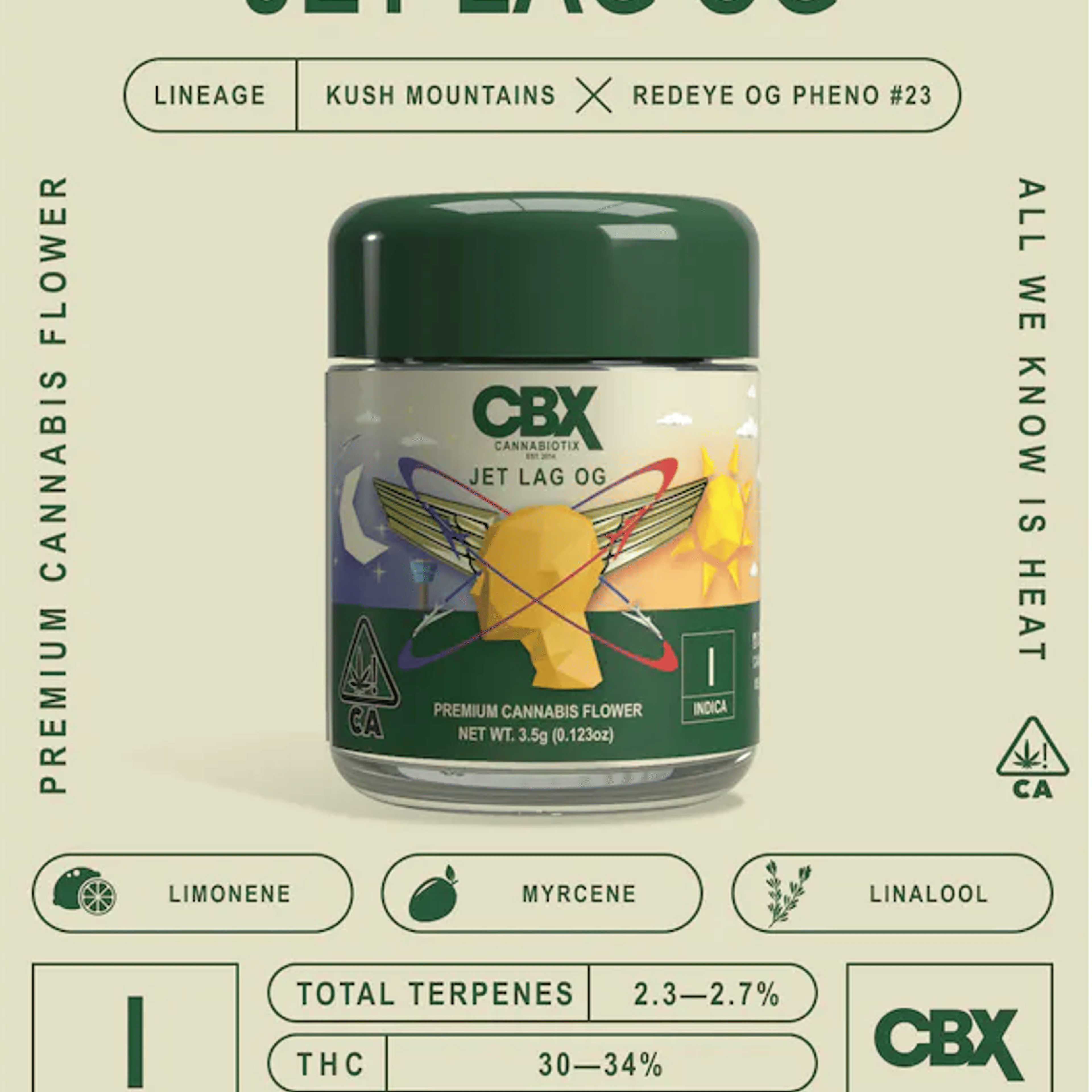 CBX | 3.5g - Jet Lag OG - Indica - Cannabiotix - - $48 - Flowers