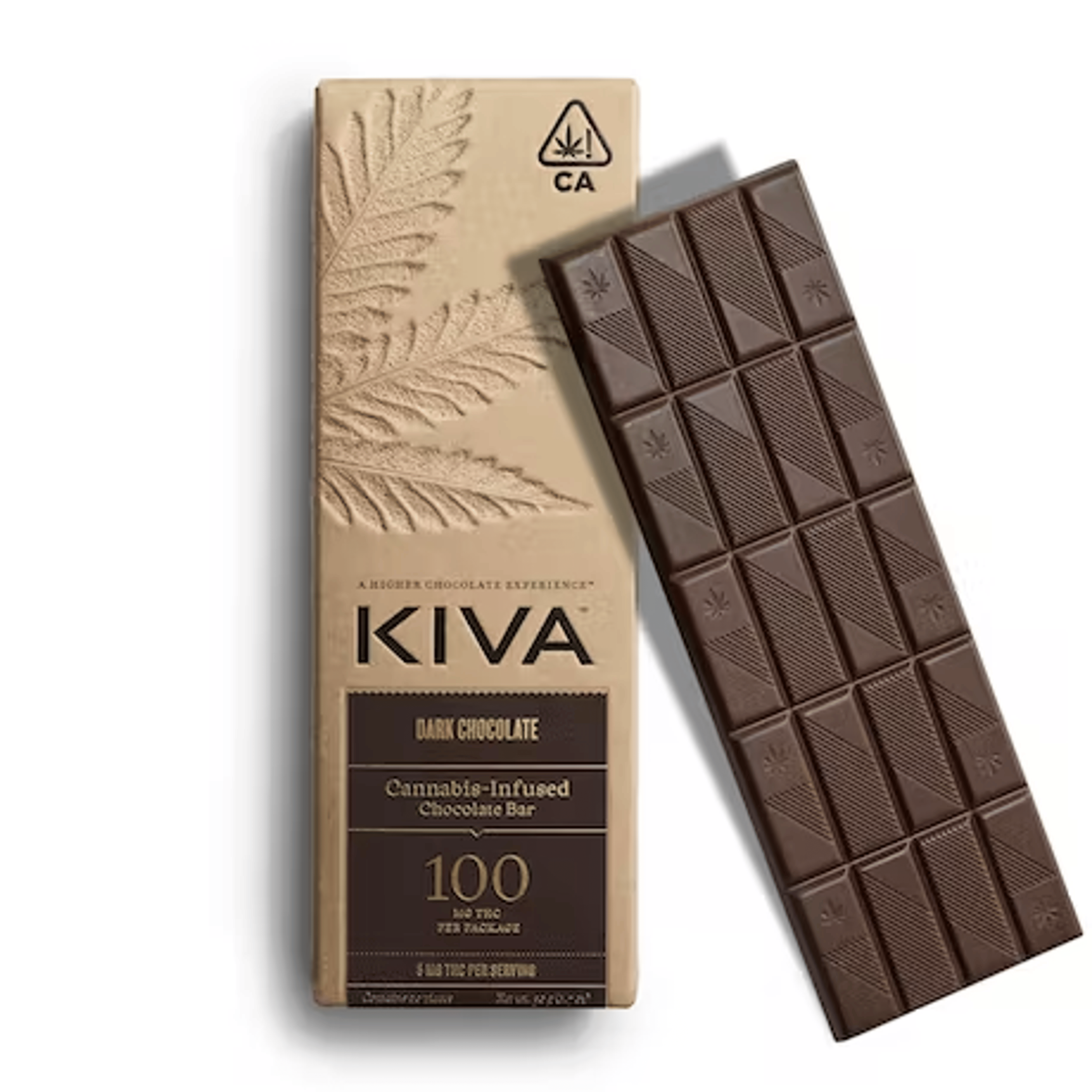 Kiva Bar Dark Chocolate 100mg - Kiva Confections - - $24 - Edible