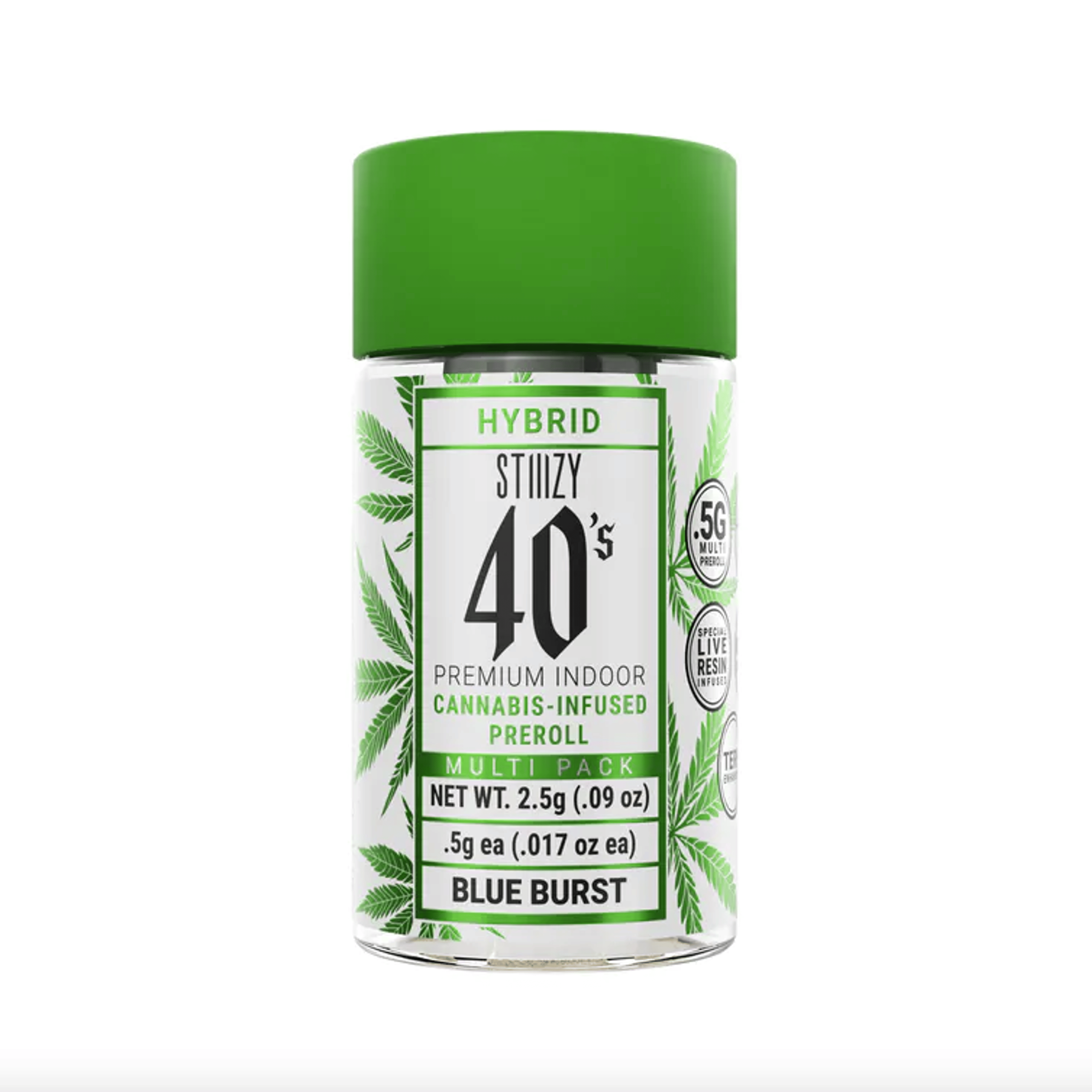 STIIIZY 40's | .5gx5pk - Blue Burst - Infused Pre-Rolls - Hybrid - STIIIZY - - $33 - Pre-Rolls