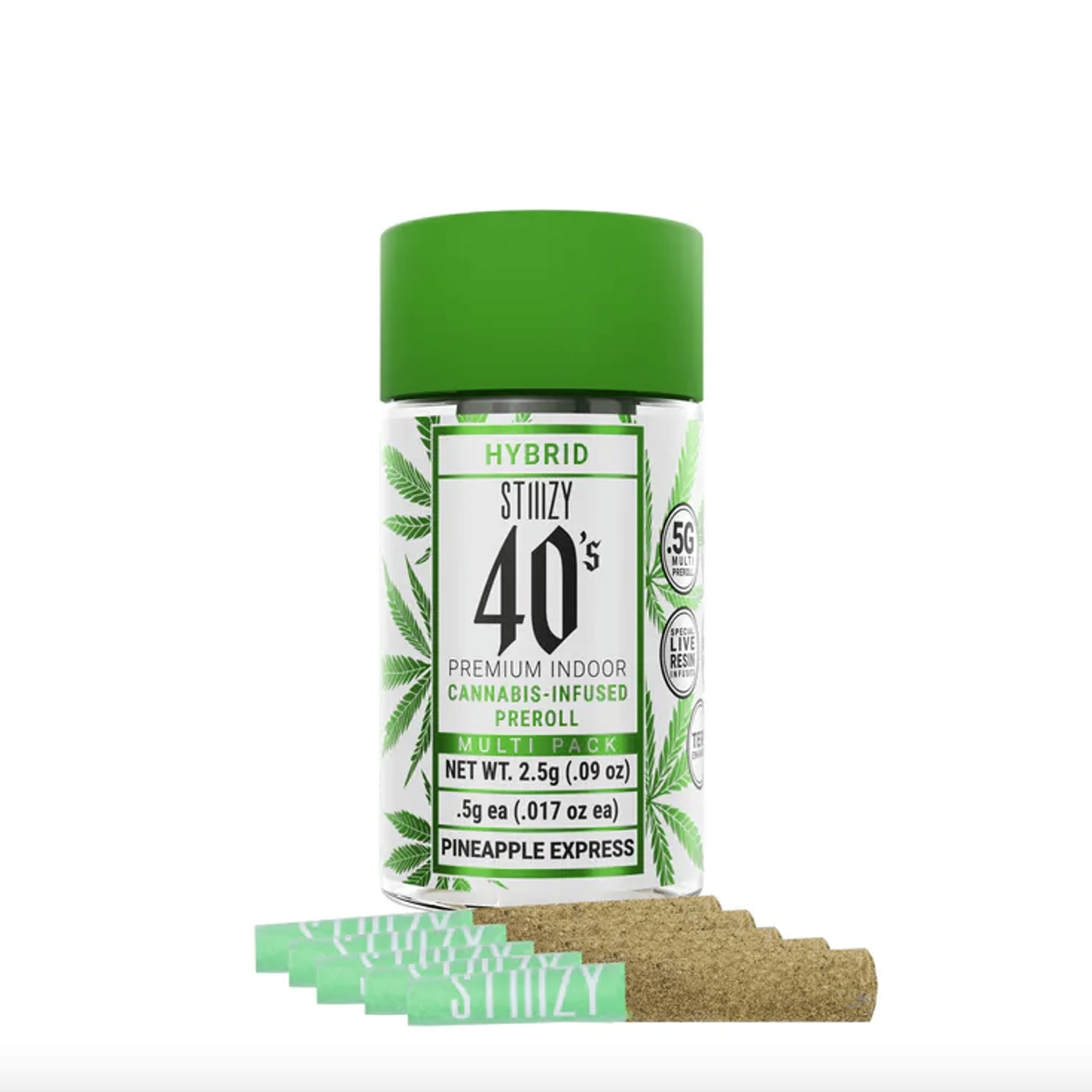 STIIIZY 40's | .5gx5pk - Pineapple Express - Infused Pre-Rolls - Hybrid - STIIIZY - - $33 - Pre-Rolls