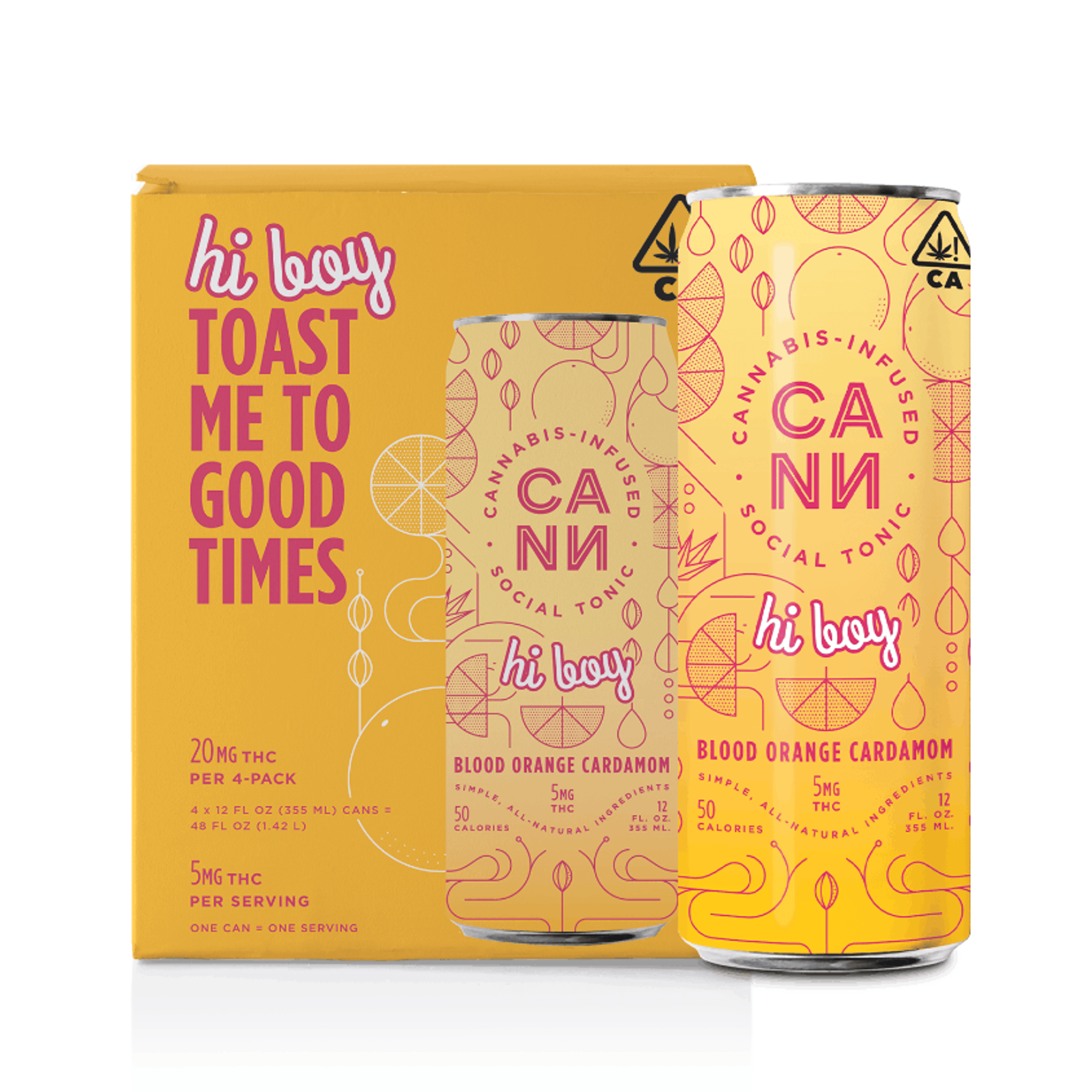 Hi Boy | Blood Orange Cardamom (4-Pack) - Cann Social Tonic - - $30 - Edibles