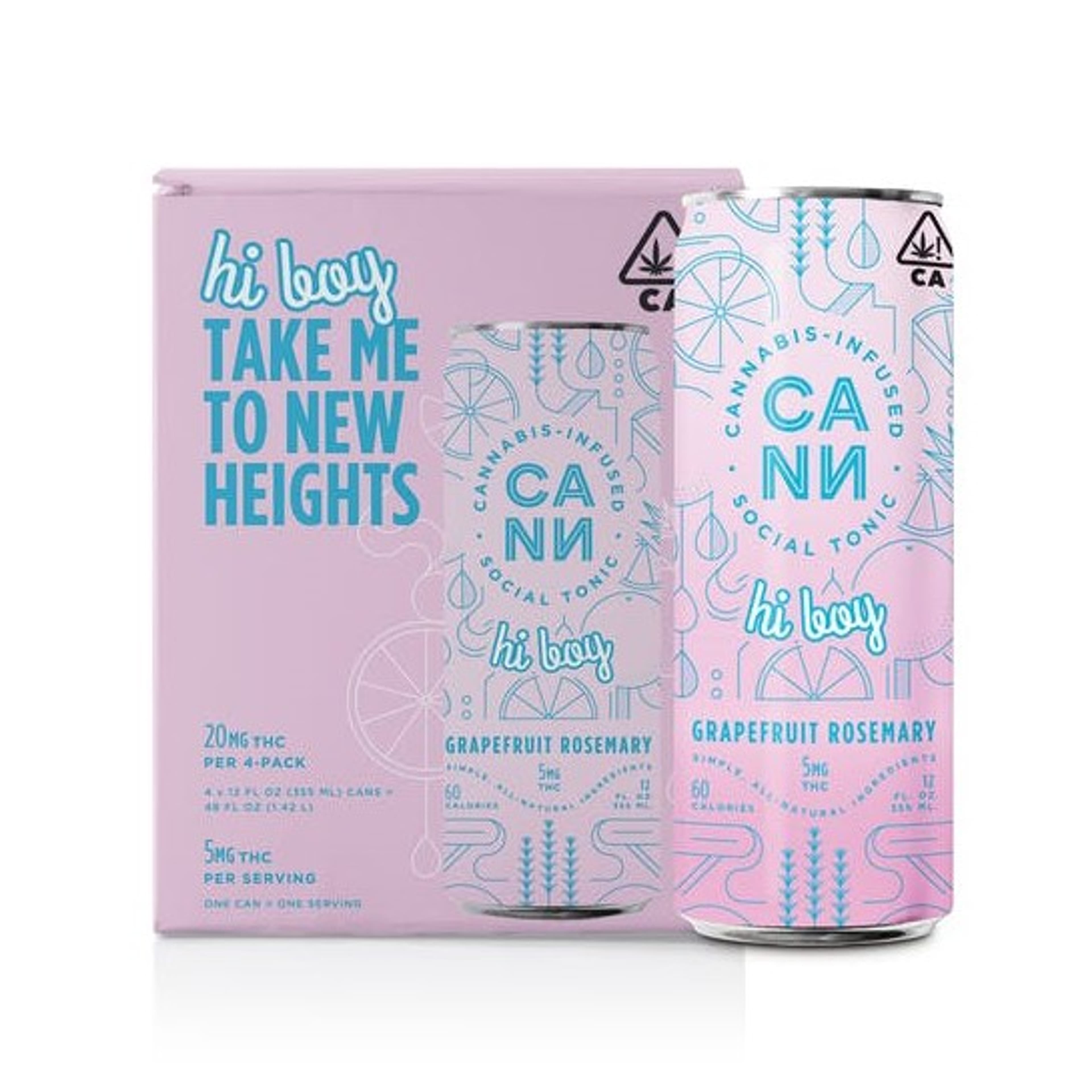 Hi Boy | Grapefruit Rosemary (4-Pack) - Cann Social Tonic - - $30 - Edibles
