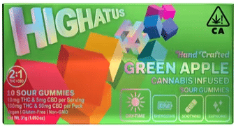 Highatus - Green Apple 2:1 THC:CBD Sour Gummies - Highatus - Highatus - Green Apple 2:1 THC:CBD Sour Gummies - $20 - Edible
