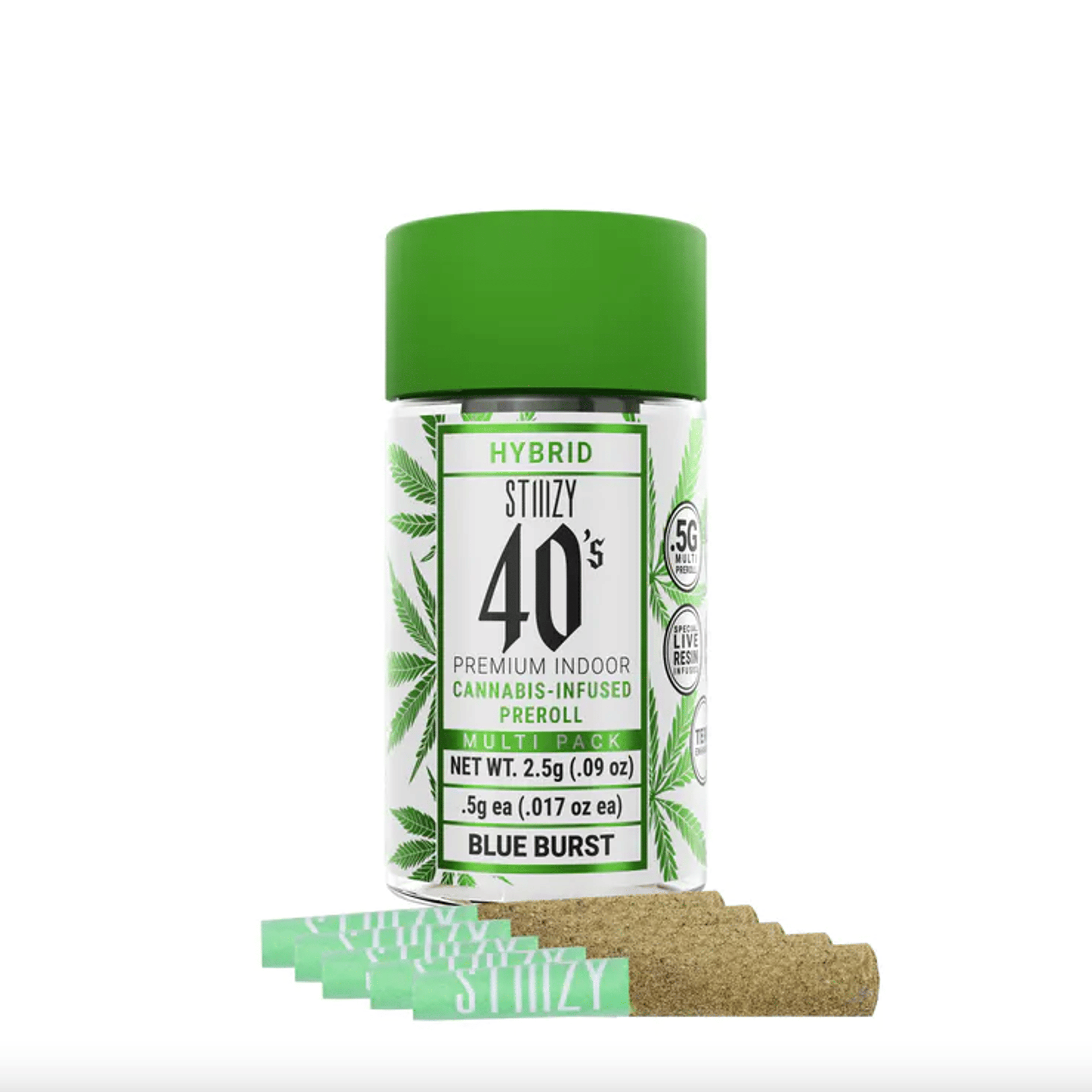 STIIIZY 40's | .5gx5pk - Blue Burst - Infused Pre-Rolls - Hybrid - STIIIZY - - $33 - Pre-Rolls