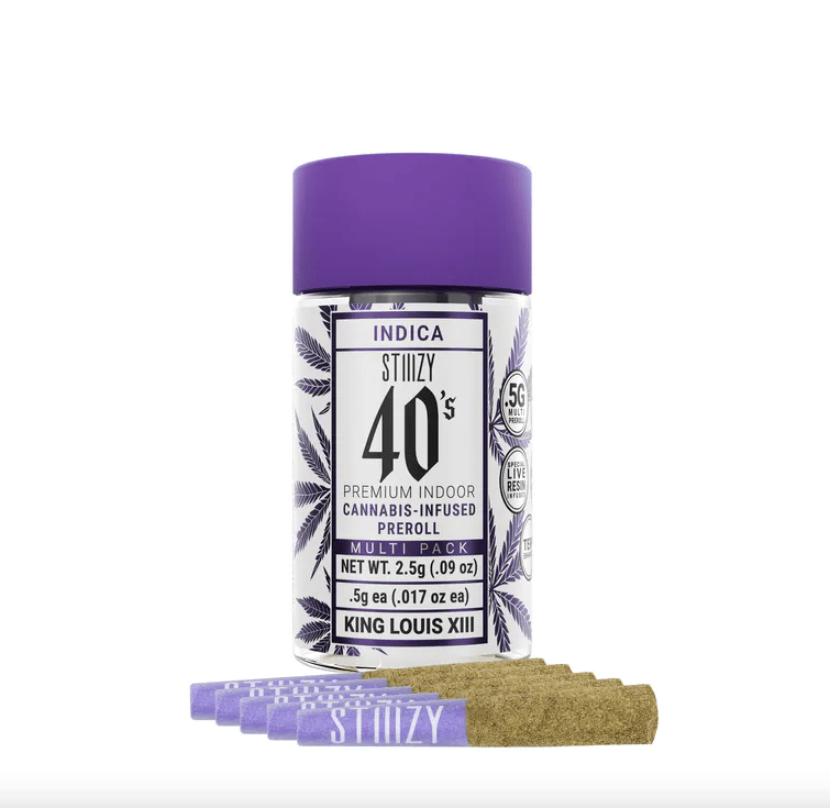 STIIIZY 40's | .5gx5pk - King Louis XIII - Infused Pre-Rolls - Indica - STIIIZY -  - $33 - Pre-Rolls