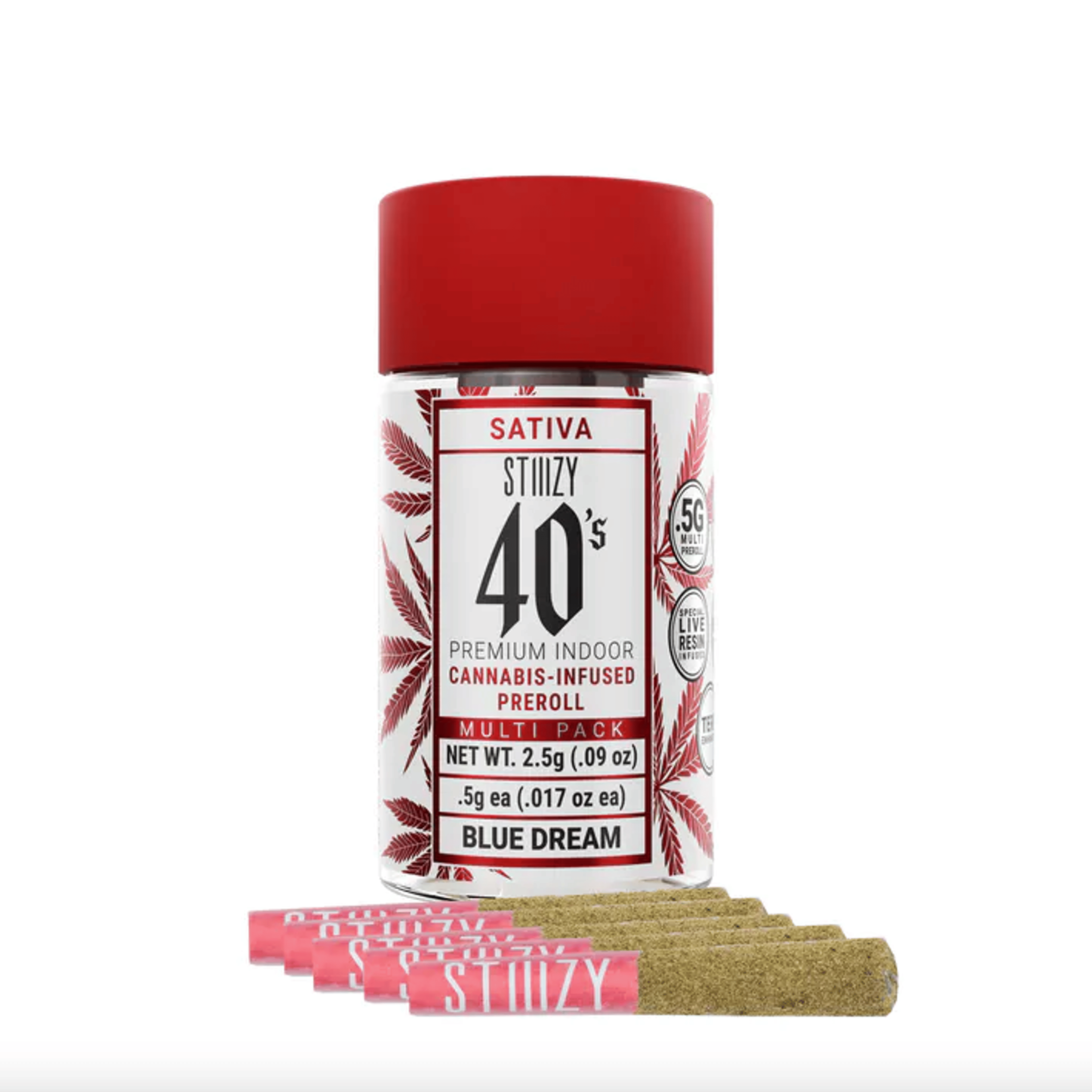 STIIIZY 40's | .5gx5pk - Blue Dream - Infused Pre-Rolls - Sativa - STIIIZY - - $33 - Pre-Rolls