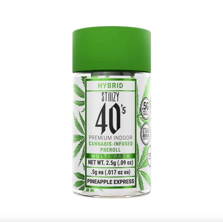 STIIIZY 40's | .5gx5pk - Pineapple Express - Infused Pre-Rolls - Hybrid - STIIIZY -  - $33 - Pre-Rolls